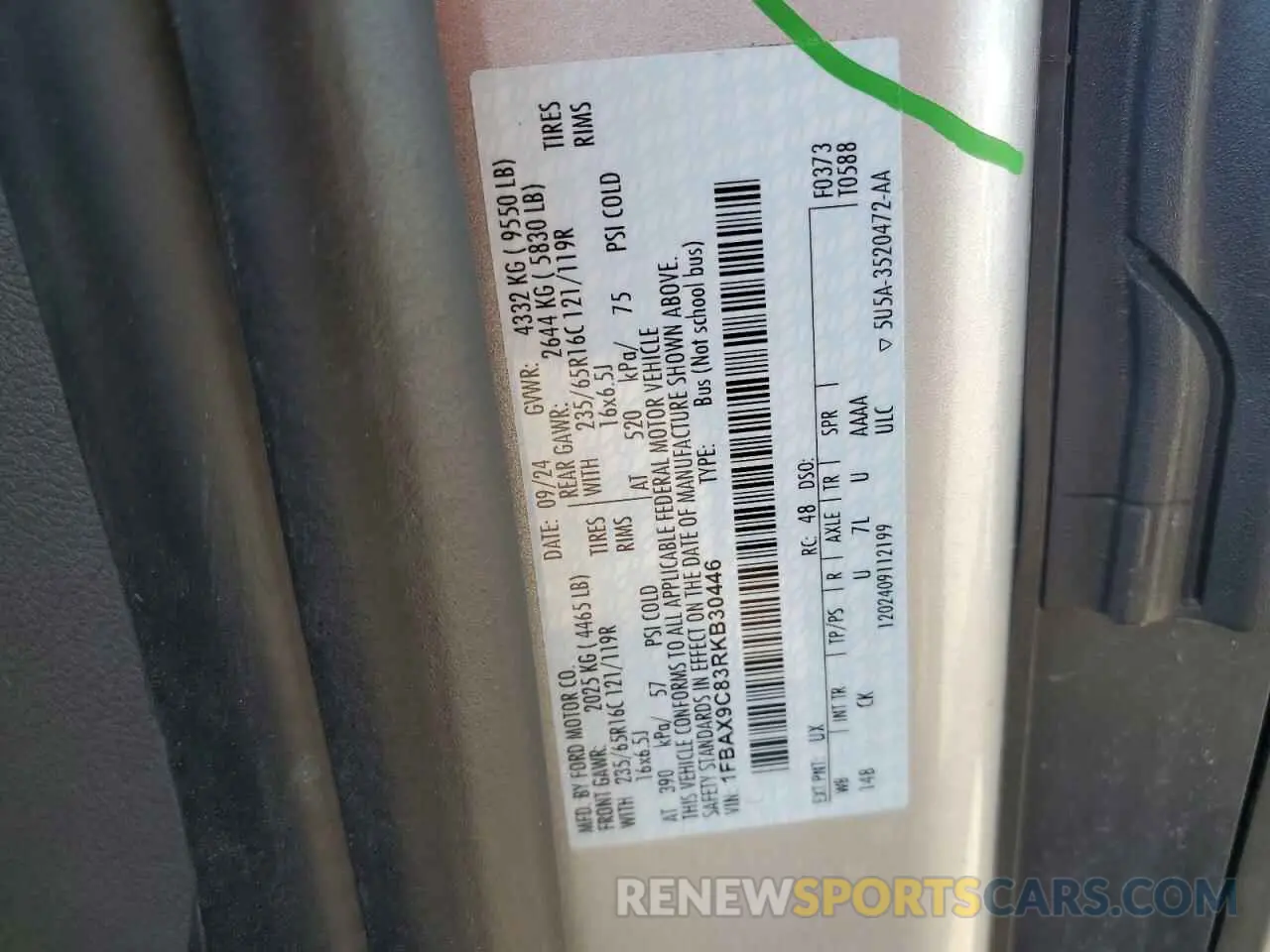 14 Фотография поврежденного автомобиля 1FBAX9C83RKB30446 FORD TRANSIT 2024