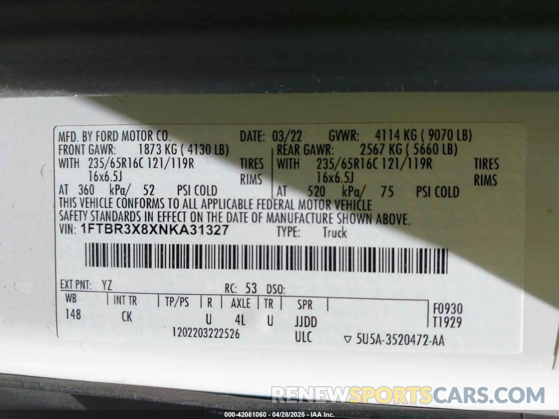 9 Photograph of a damaged car 1FTBR3X8XNKA31327 FORD TRANSIT-250 CARGO VAN 2022