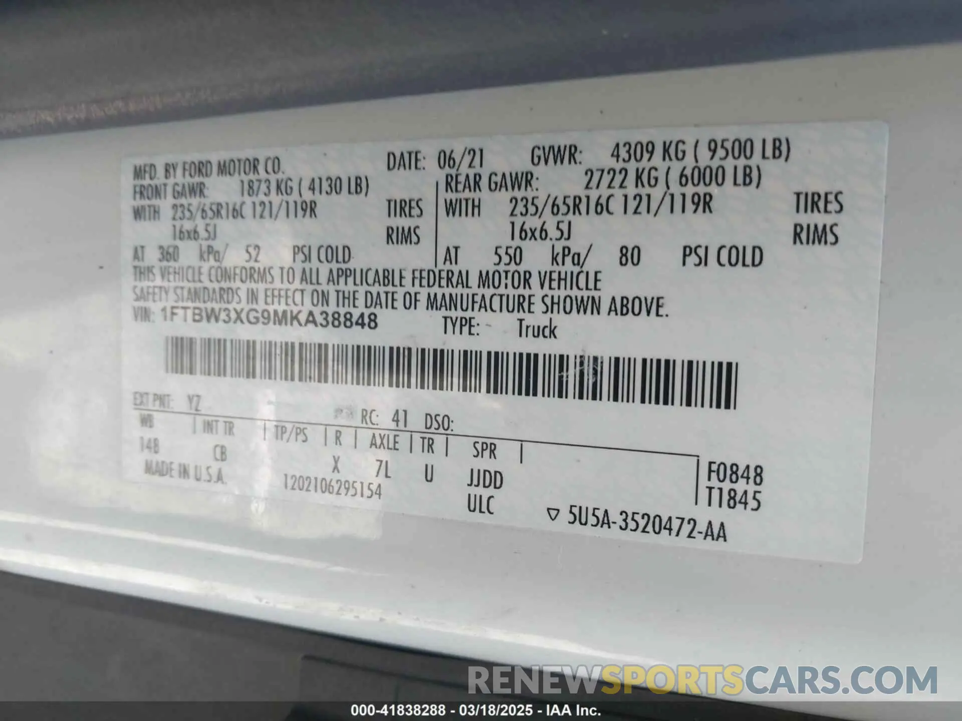 9 Photograph of a damaged car 1FTBW3XG9MKA38848 FORD TRANSIT-350 CARGO VAN 2021