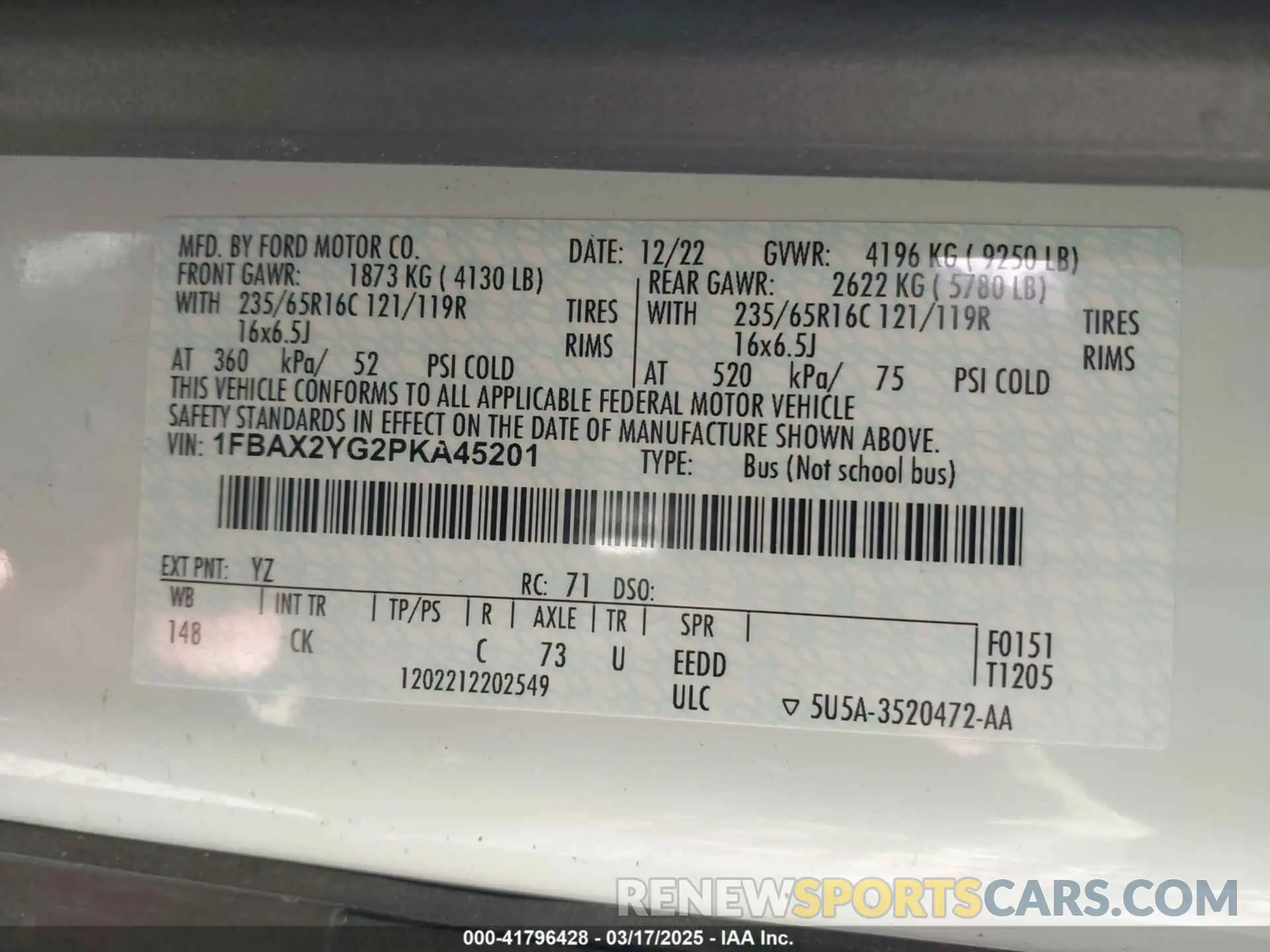 9 Photograph of a damaged car 1FBAX2YG2PKA45201 FORD TRANSIT-350 PASSENGER VAN 2023