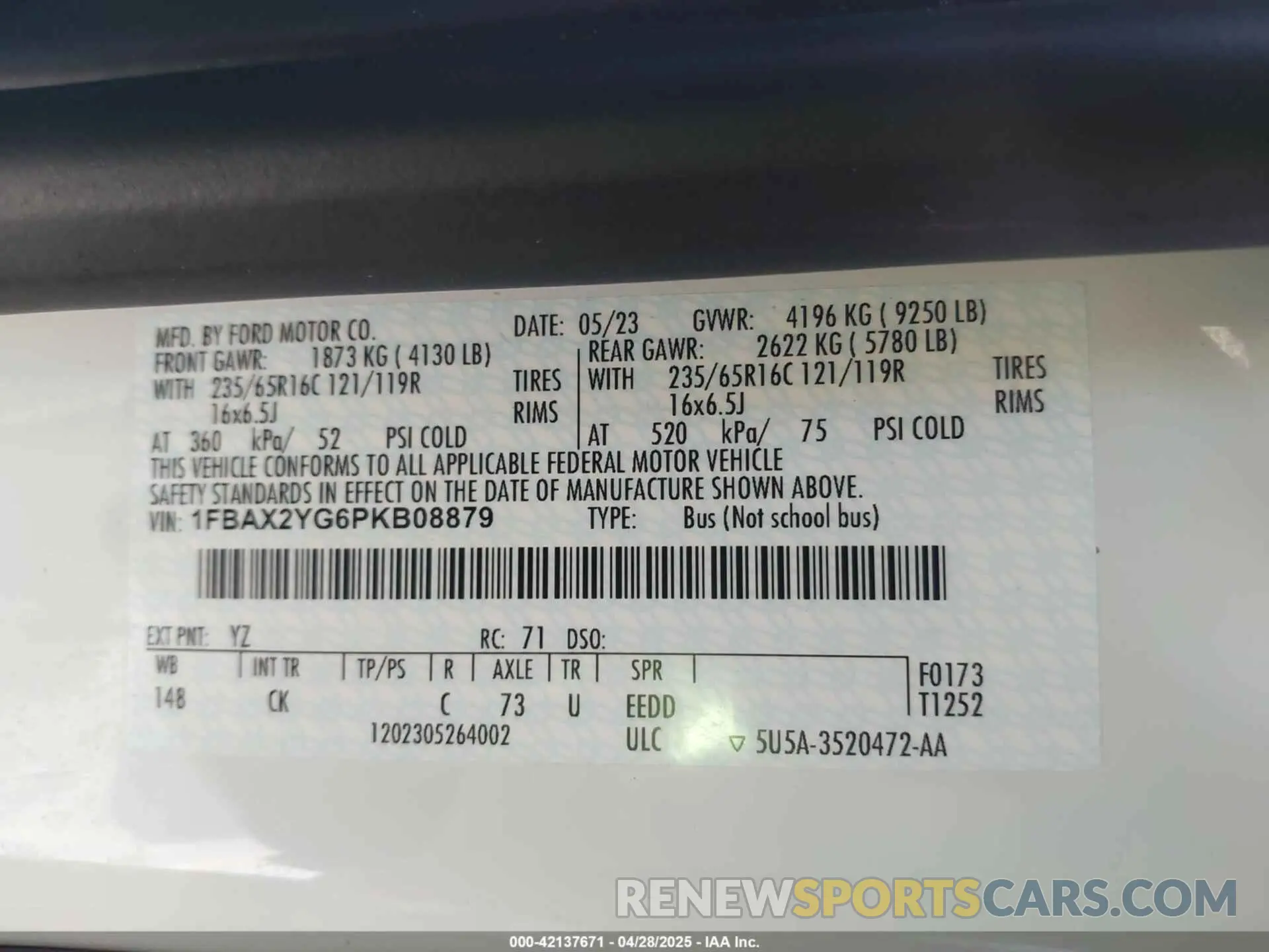 9 Фотография поврежденного автомобиля 1FBAX2YG6PKB08879 FORD TRANSIT-350 PASSENGER VAN 2023