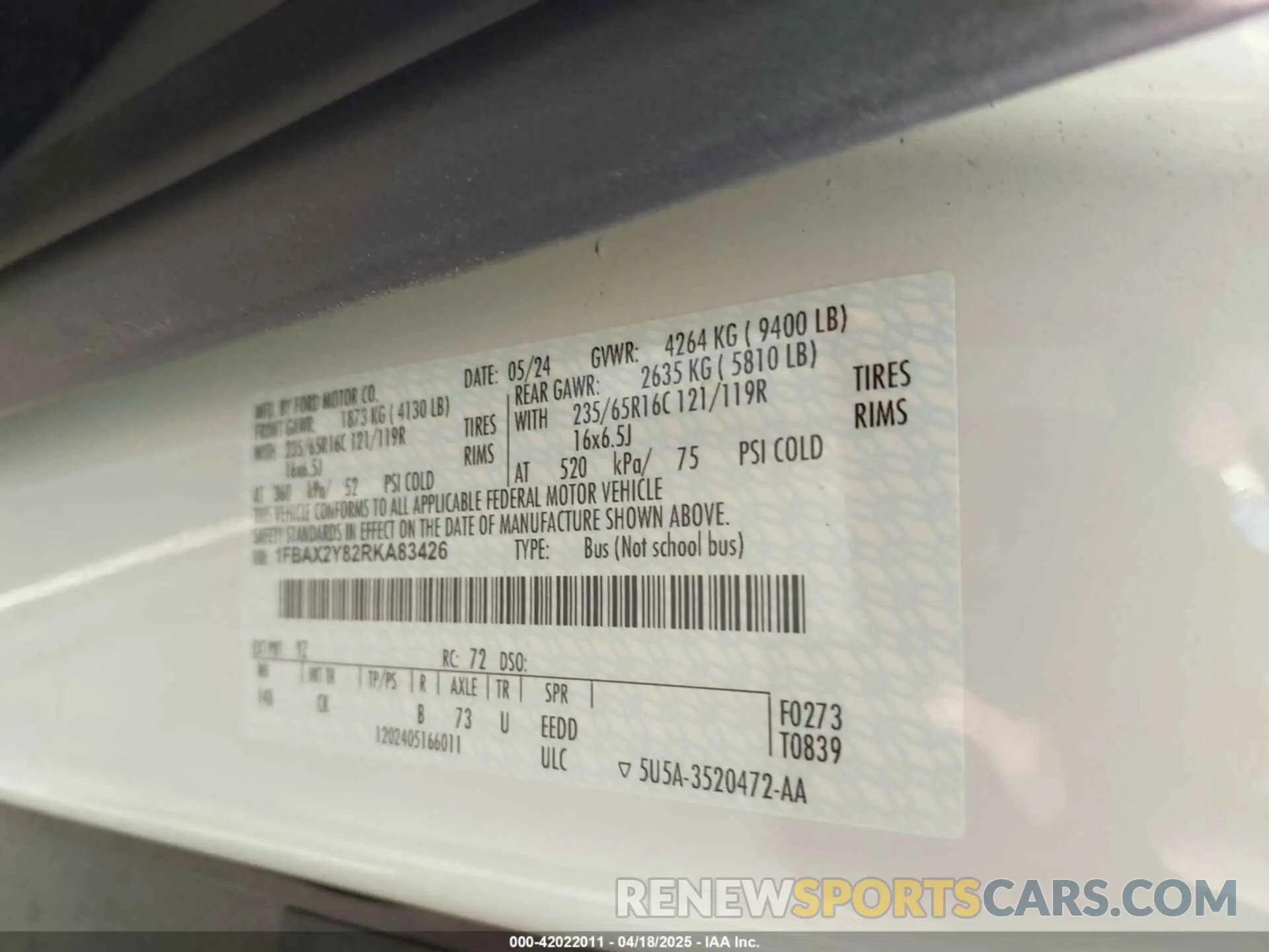 9 Photograph of a damaged car 1FBAX2Y82RKA83426 FORD TRANSIT-350 PASSENGER VAN 2024