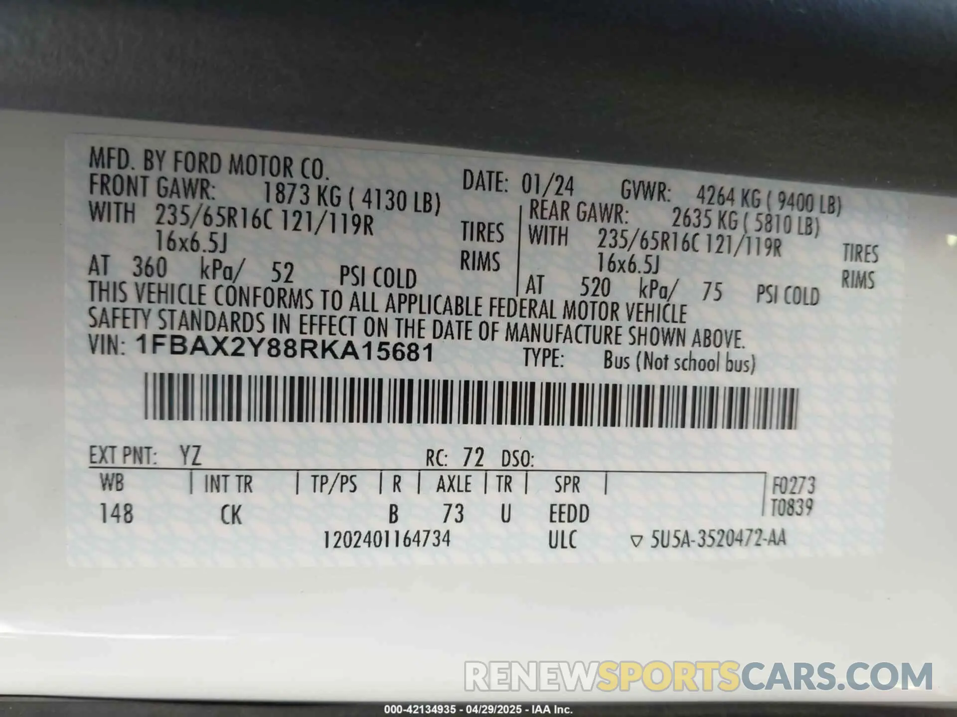 9 Photograph of a damaged car 1FBAX2Y88RKA15681 FORD TRANSIT-350 PASSENGER VAN 2024