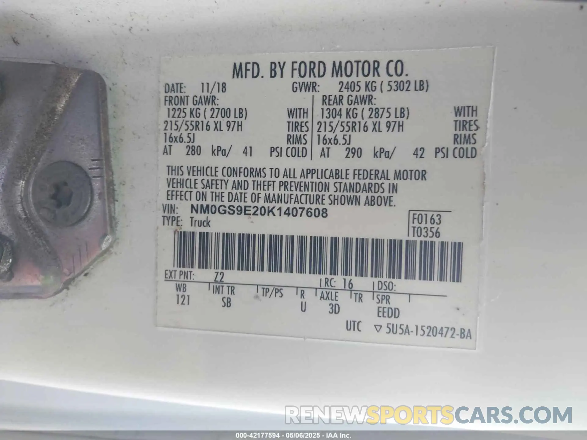 9 Photograph of a damaged car NM0GS9E20K1407608 FORD TRANSIT CONNECT 2019