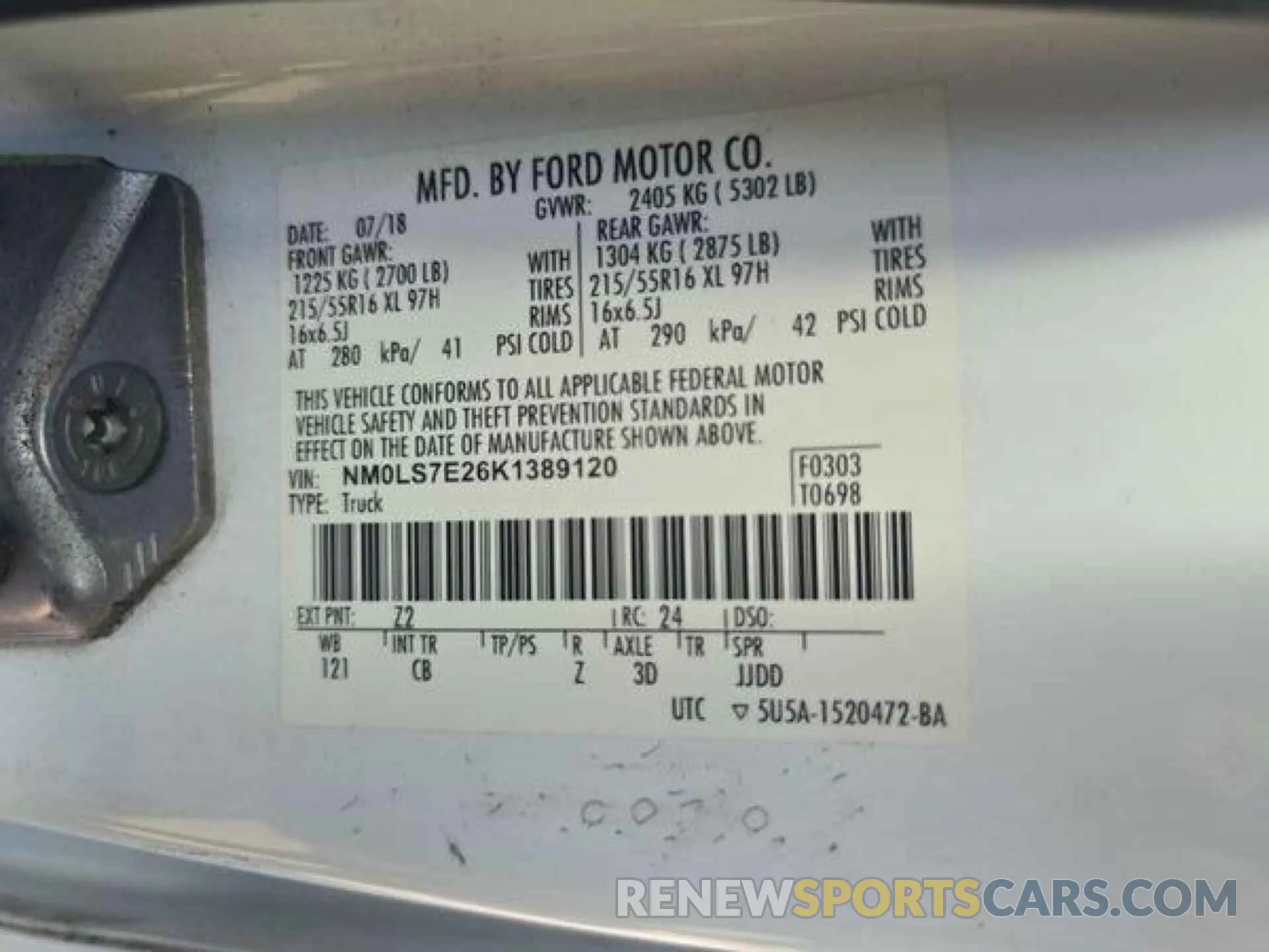 6 Фотография поврежденного автомобиля NM0LS7E26K1389120 FORD TRANSIT CONNECT 2019