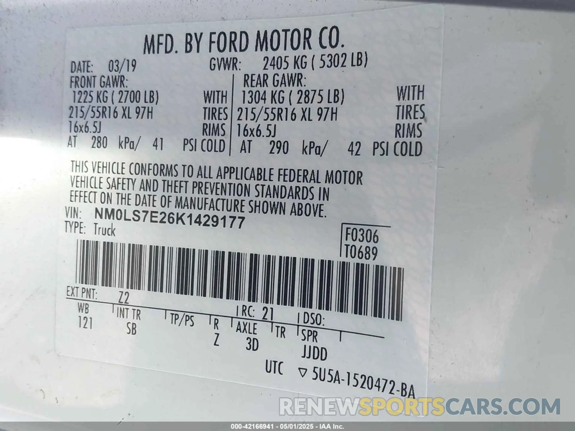 9 Photograph of a damaged car NM0LS7E26K1429177 FORD TRANSIT CONNECT 2019