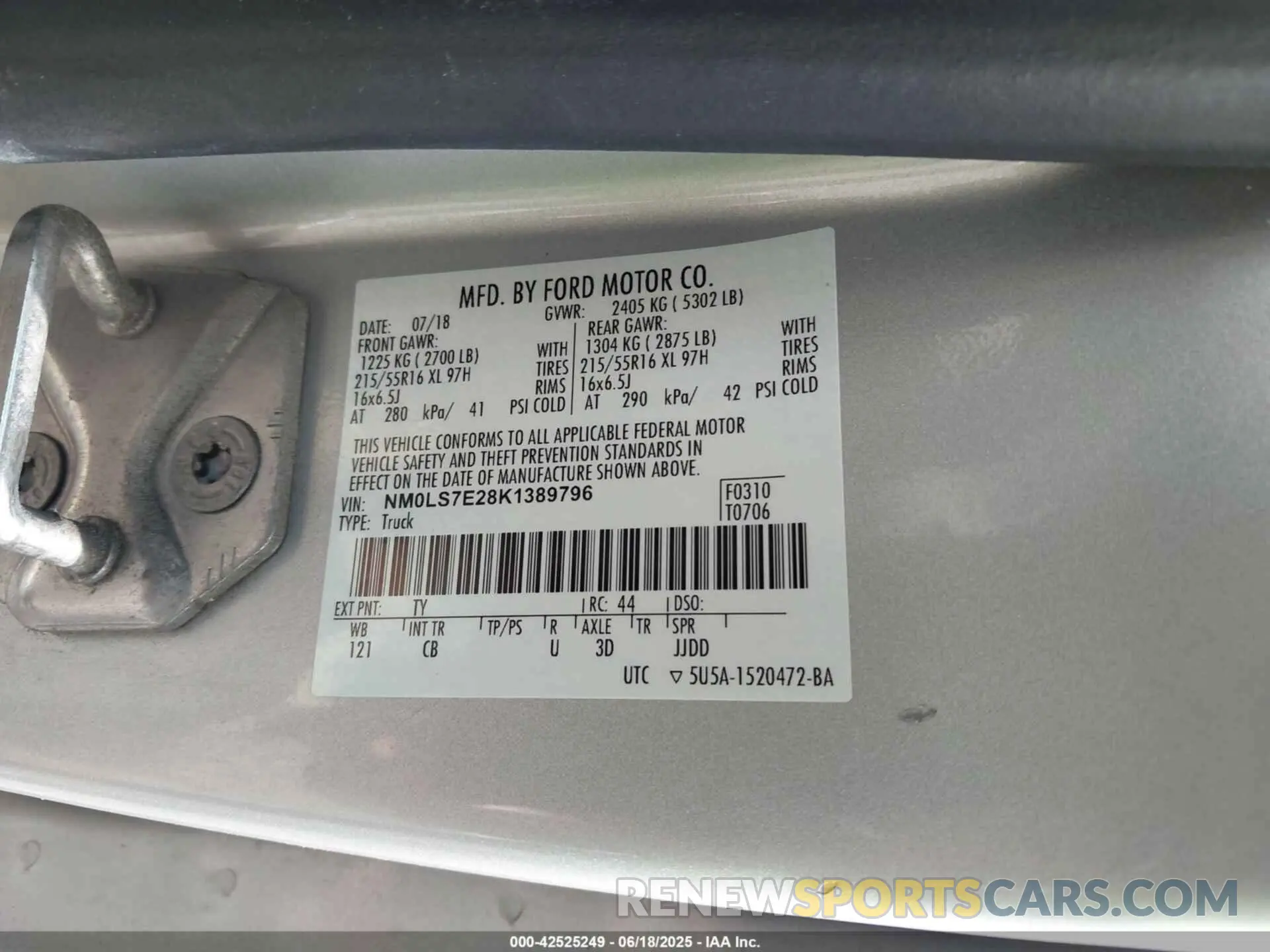 9 Фотография поврежденного автомобиля NM0LS7E28K1389796 FORD TRANSIT CONNECT 2019