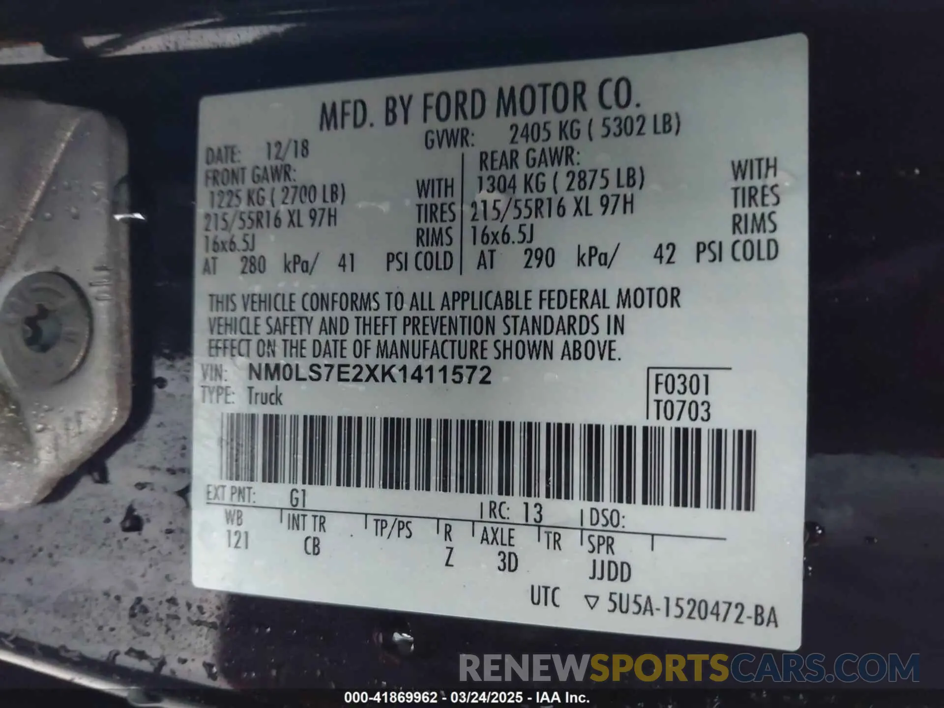 9 Photograph of a damaged car NM0LS7E2XK1411572 FORD TRANSIT CONNECT 2019