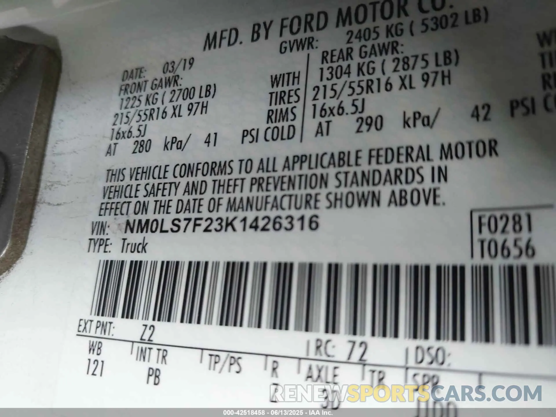 9 Фотография поврежденного автомобиля NM0LS7F23K1426316 FORD TRANSIT CONNECT 2019