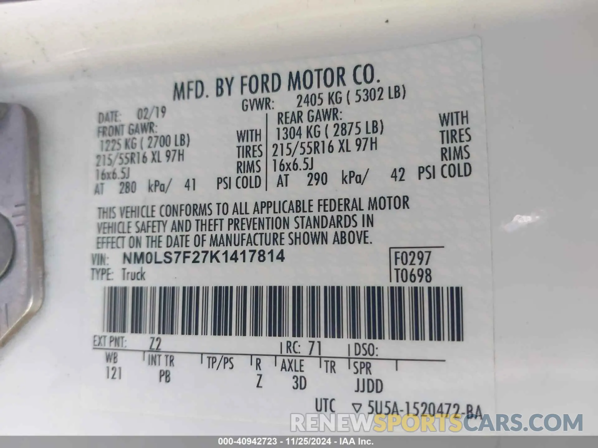 9 Photograph of a damaged car NM0LS7F27K1417814 FORD TRANSIT CONNECT 2019