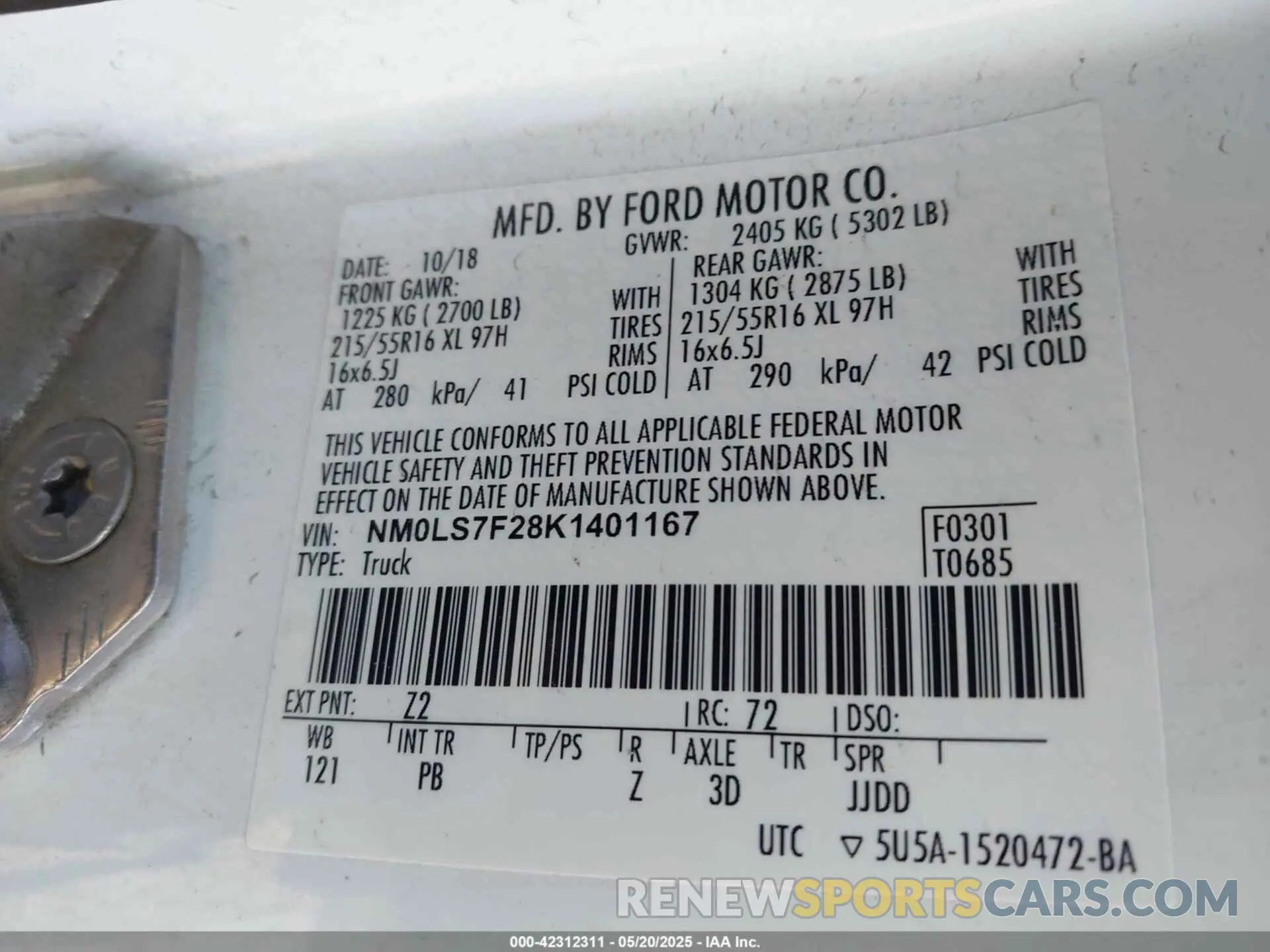 9 Photograph of a damaged car NM0LS7F28K1401167 FORD TRANSIT CONNECT 2019