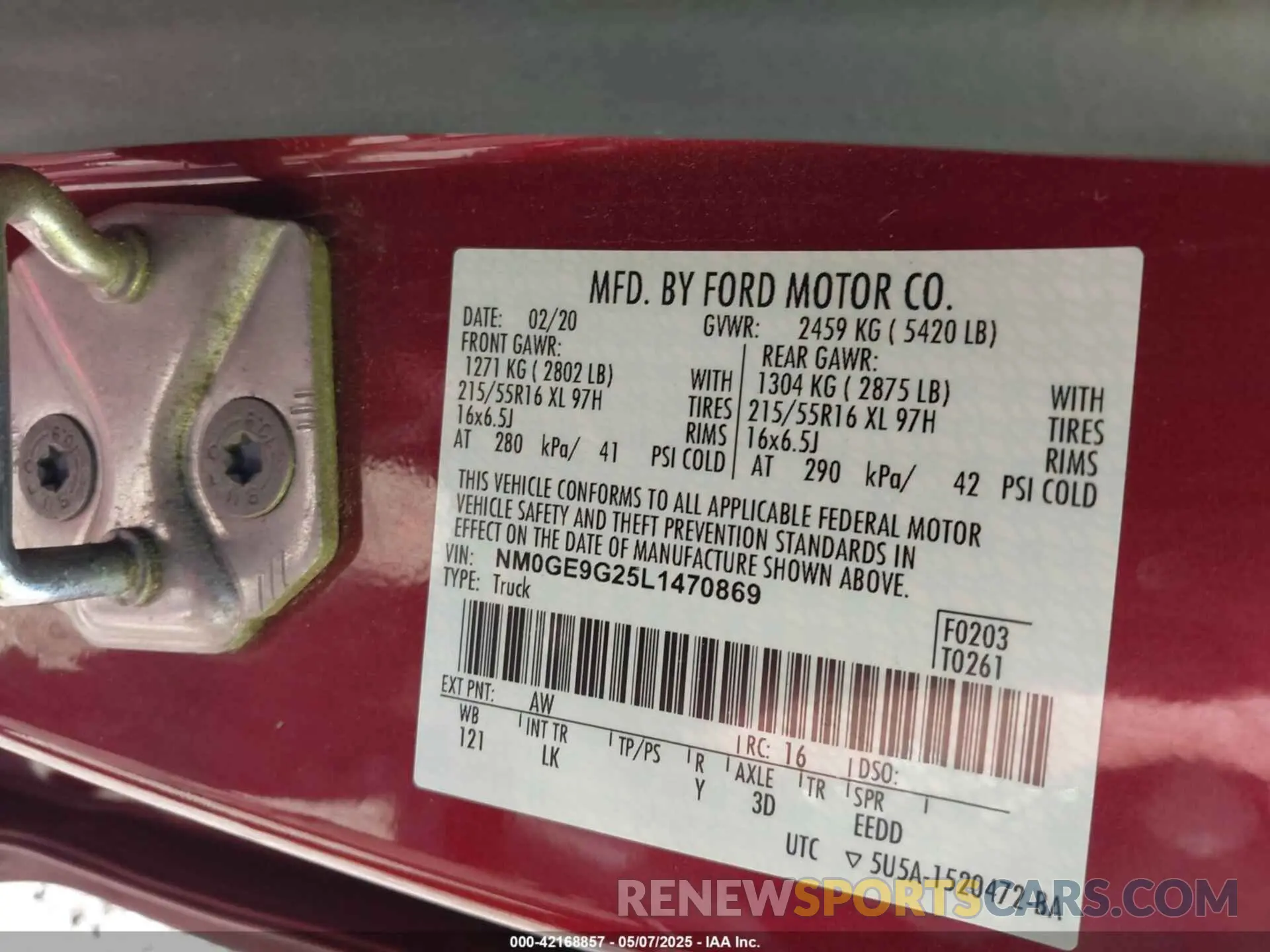 9 Photograph of a damaged car NM0GE9G25L1470869 FORD TRANSIT CONNECT 2020