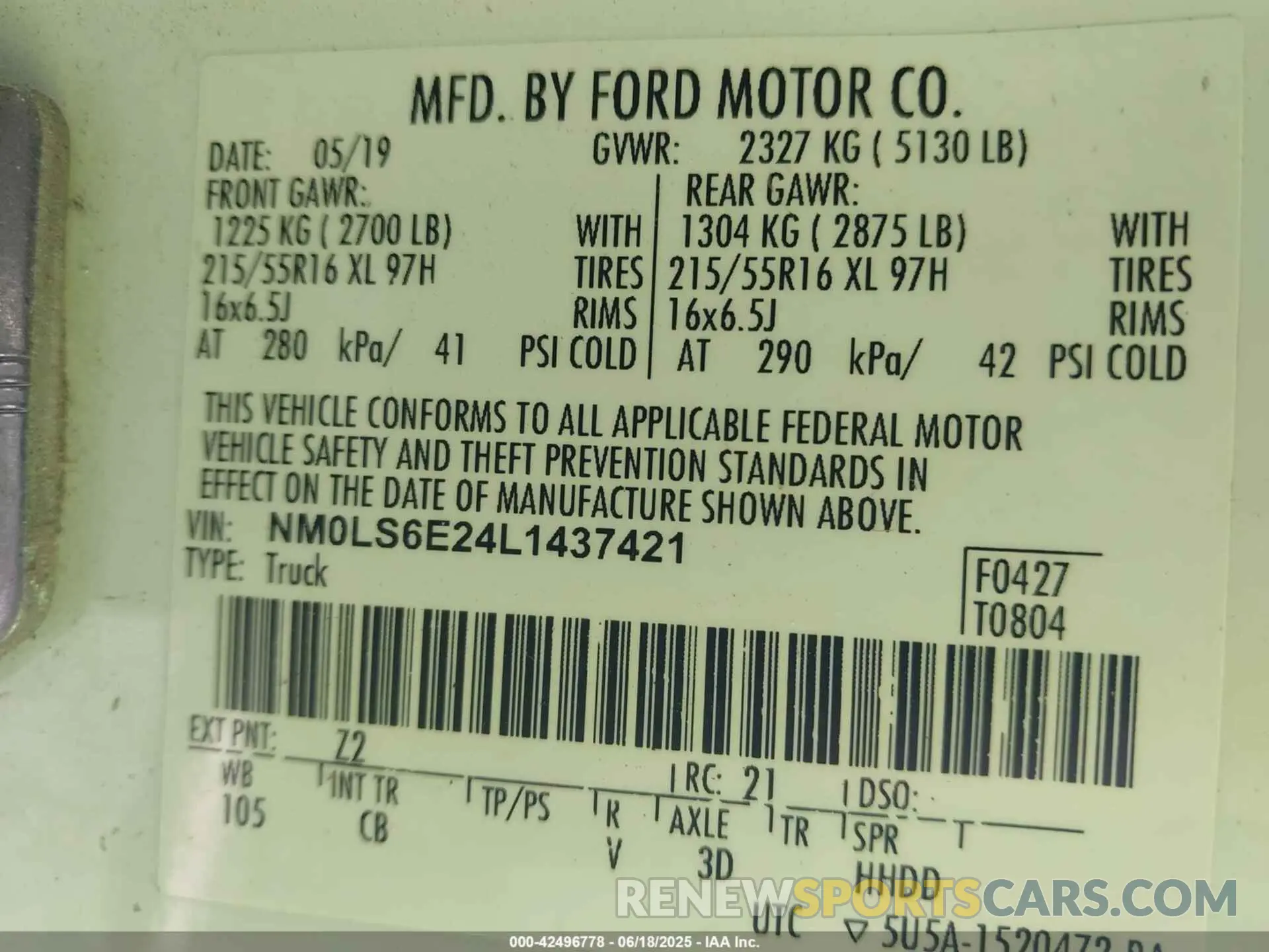 9 Photograph of a damaged car NM0LS6E24L1437421 FORD TRANSIT CONNECT 2020