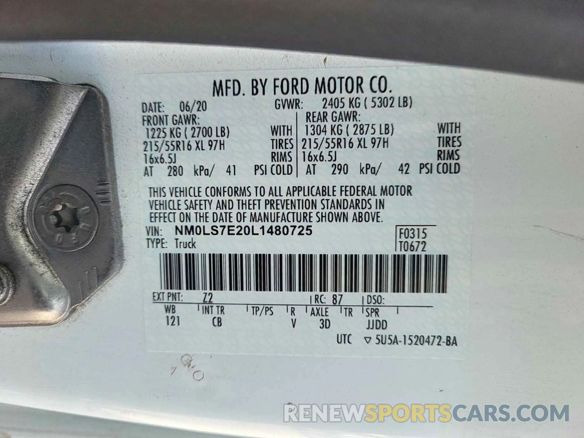 8 Photograph of a damaged car NM0LS7E20L1480725 FORD TRANSIT CONNECT 2020