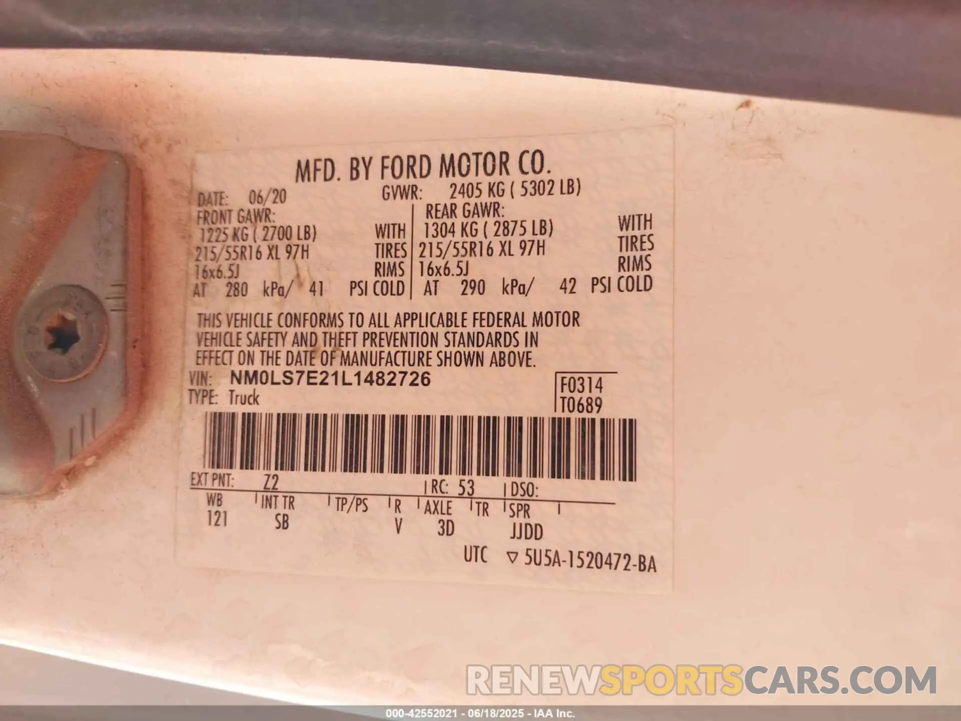 9 Photograph of a damaged car NM0LS7E21L1482726 FORD TRANSIT CONNECT 2020