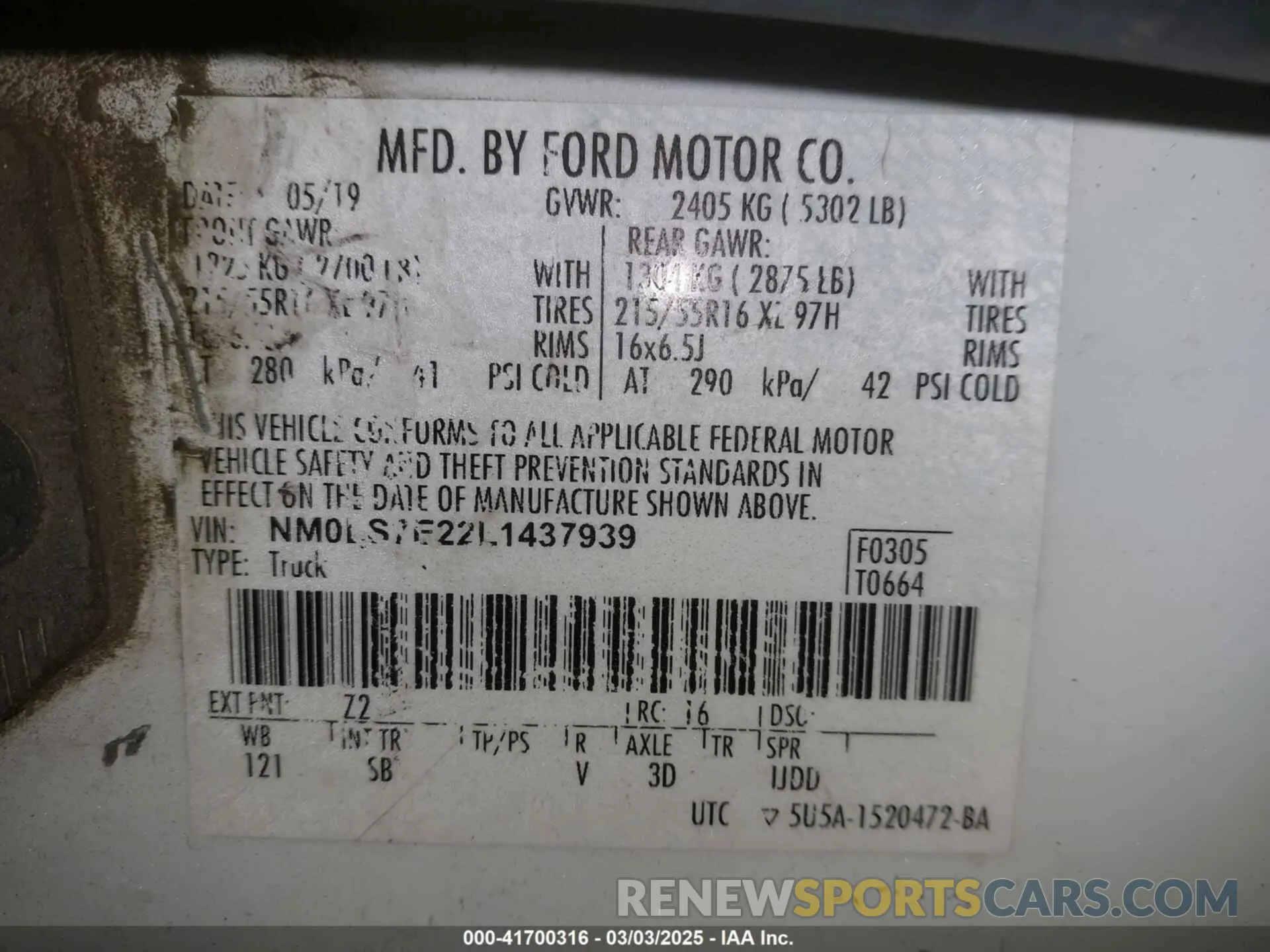9 Фотография поврежденного автомобиля NM0LS7E22L1437939 FORD TRANSIT CONNECT 2020