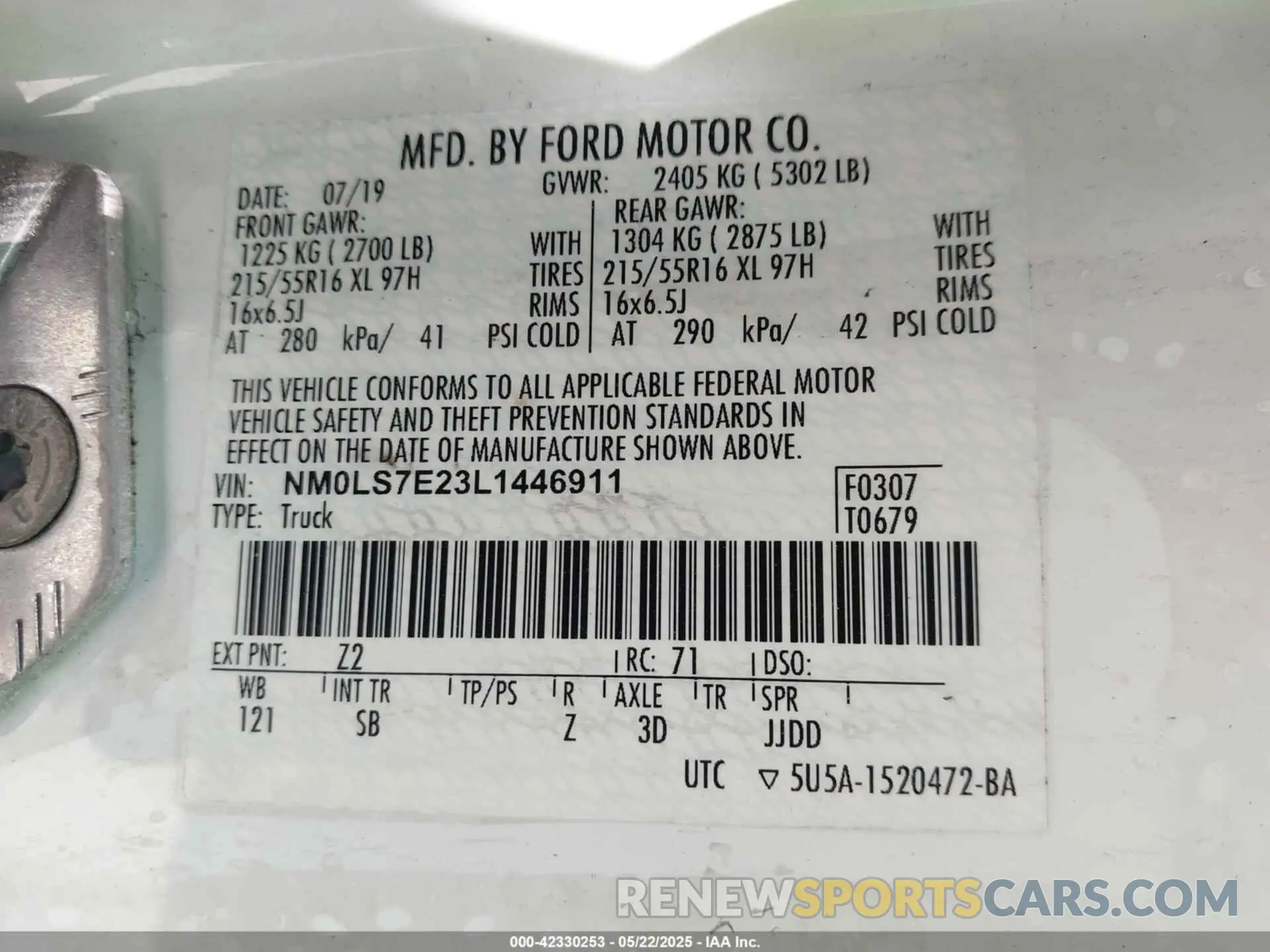 9 Photograph of a damaged car NM0LS7E23L1446911 FORD TRANSIT CONNECT 2020