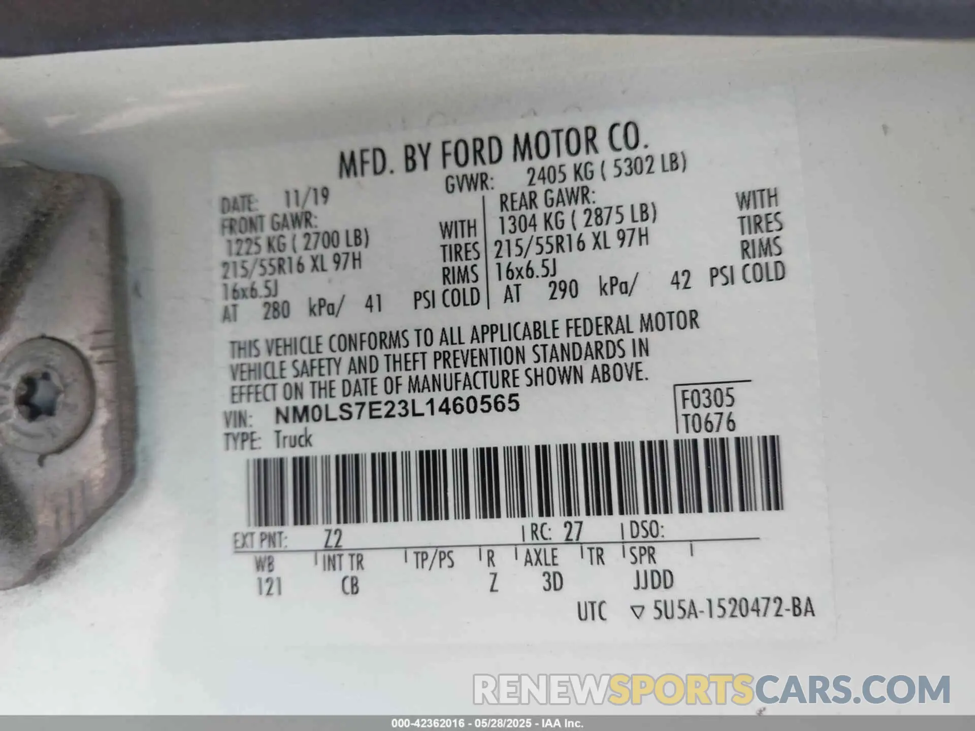9 Photograph of a damaged car NM0LS7E23L1460565 FORD TRANSIT CONNECT 2020