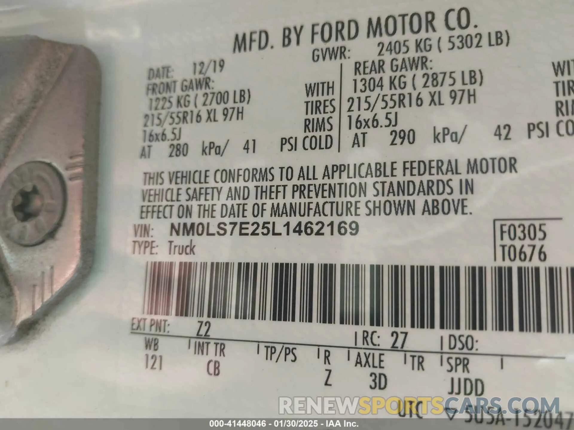 9 Фотография поврежденного автомобиля NM0LS7E25L1462169 FORD TRANSIT CONNECT 2020