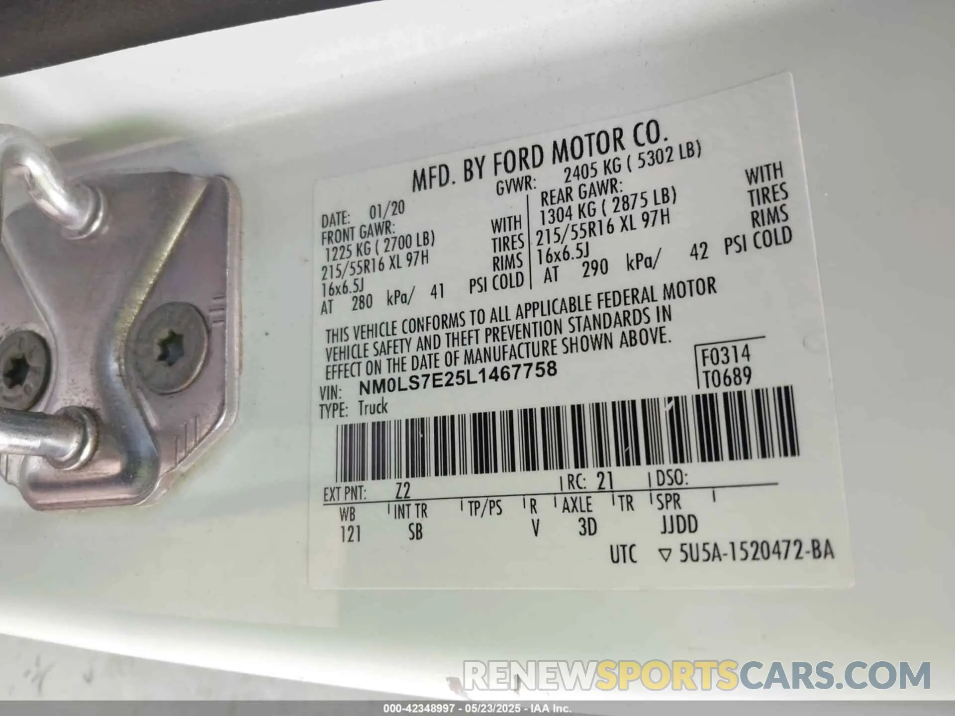 9 Photograph of a damaged car NM0LS7E25L1467758 FORD TRANSIT CONNECT 2020
