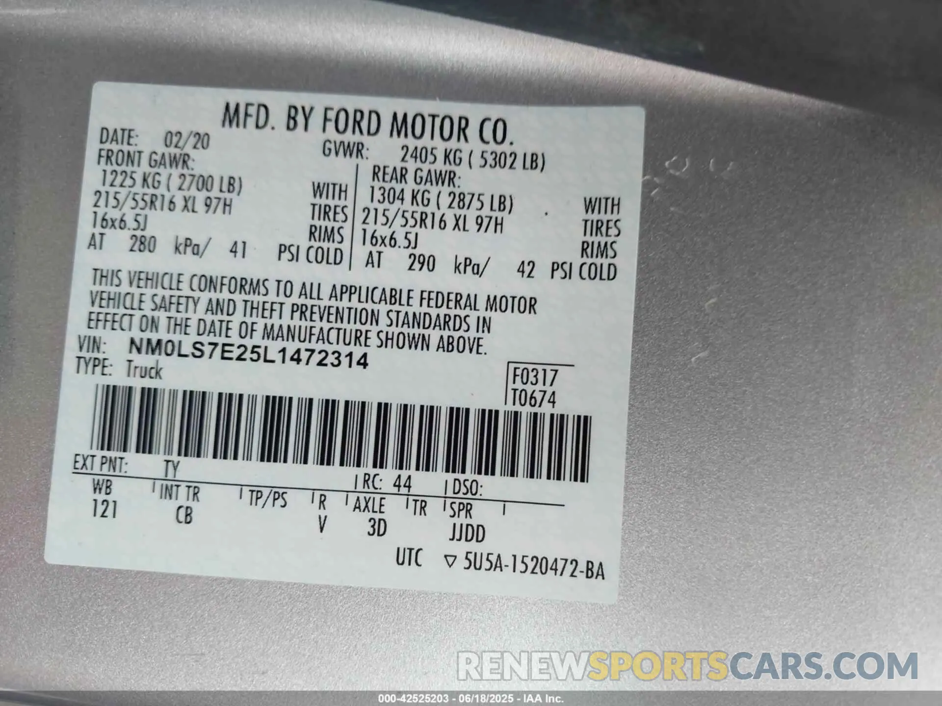 9 Фотография поврежденного автомобиля NM0LS7E25L1472314 FORD TRANSIT CONNECT 2020