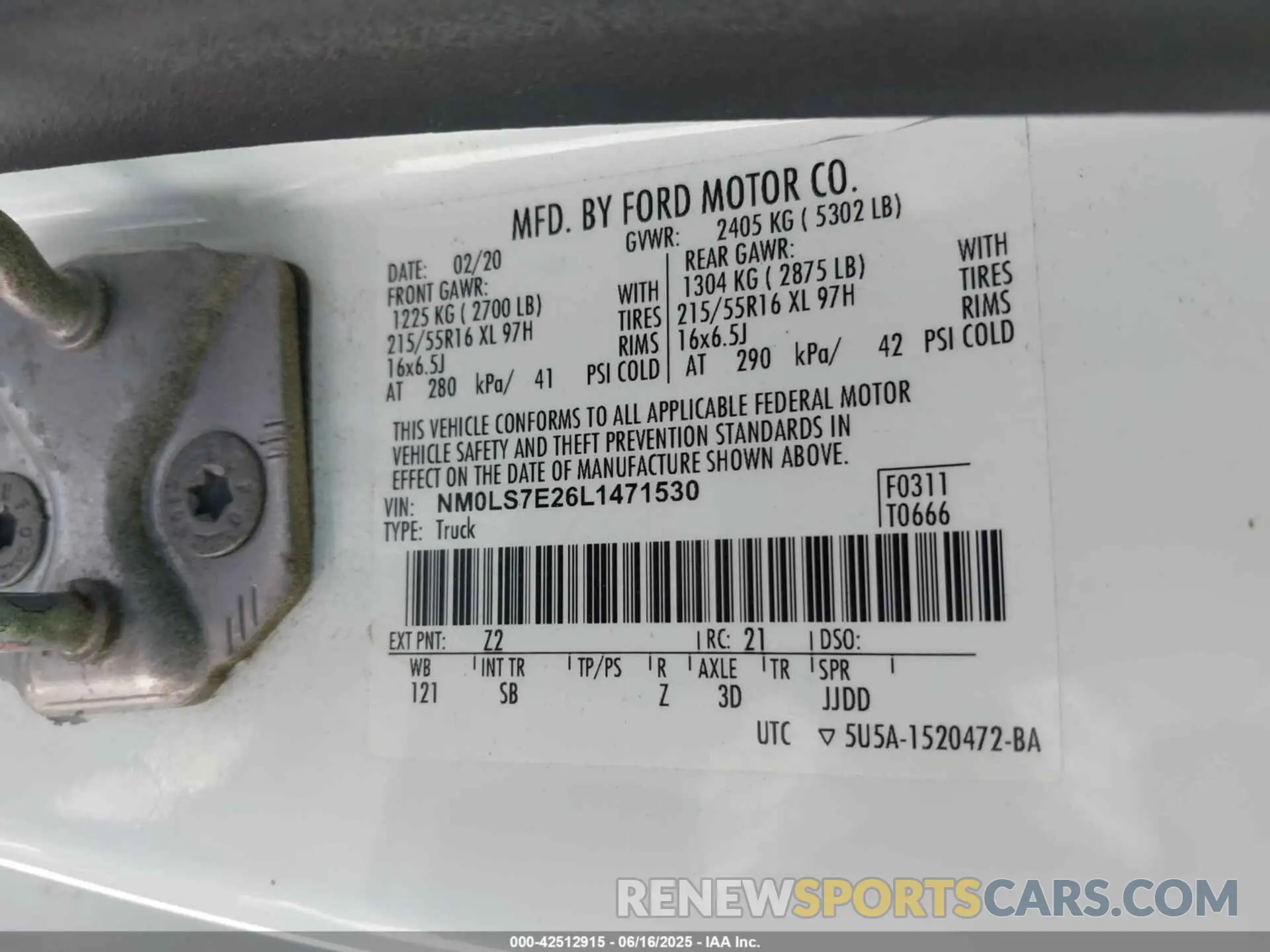 9 Фотография поврежденного автомобиля NM0LS7E26L1471530 FORD TRANSIT CONNECT 2020