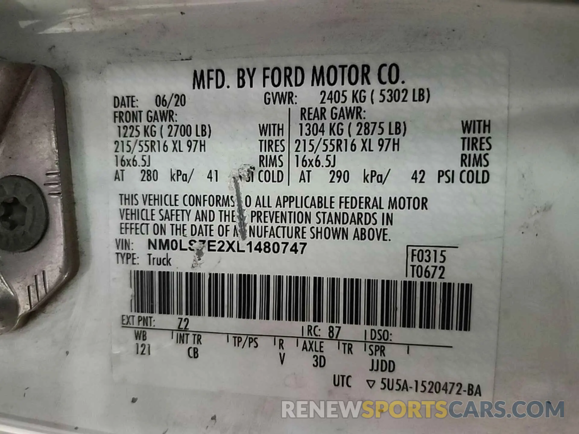 13 Photograph of a damaged car NM0LS7E2XL1480747 FORD TRANSIT CONNECT 2020