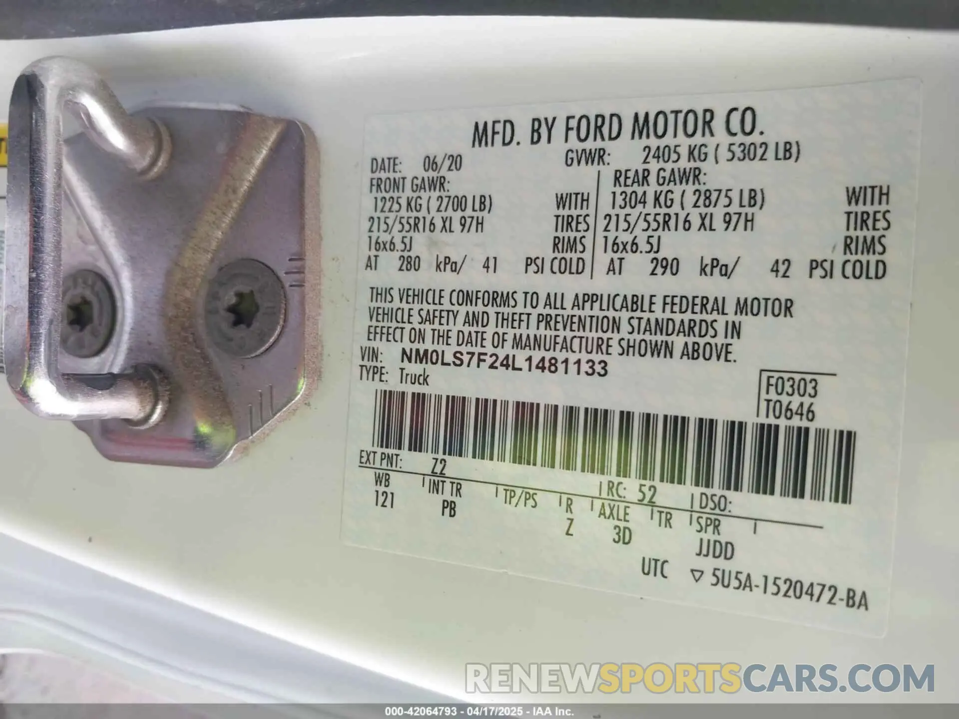 9 Фотография поврежденного автомобиля NM0LS7F24L1481133 FORD TRANSIT CONNECT 2020