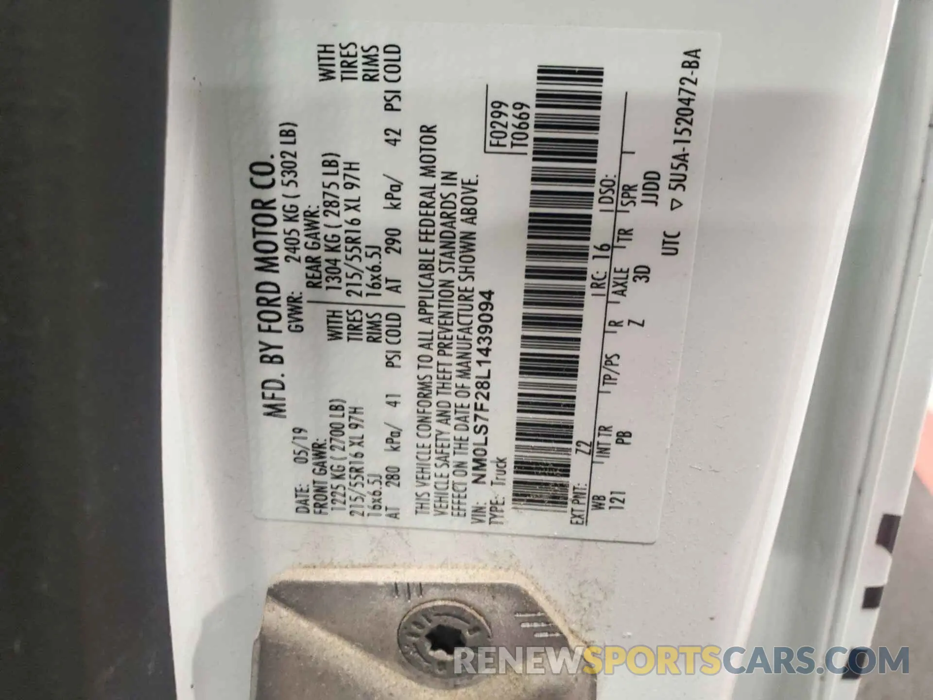 19 Фотография поврежденного автомобиля NM0LS7F28L1439094 FORD TRANSIT CONNECT 2020