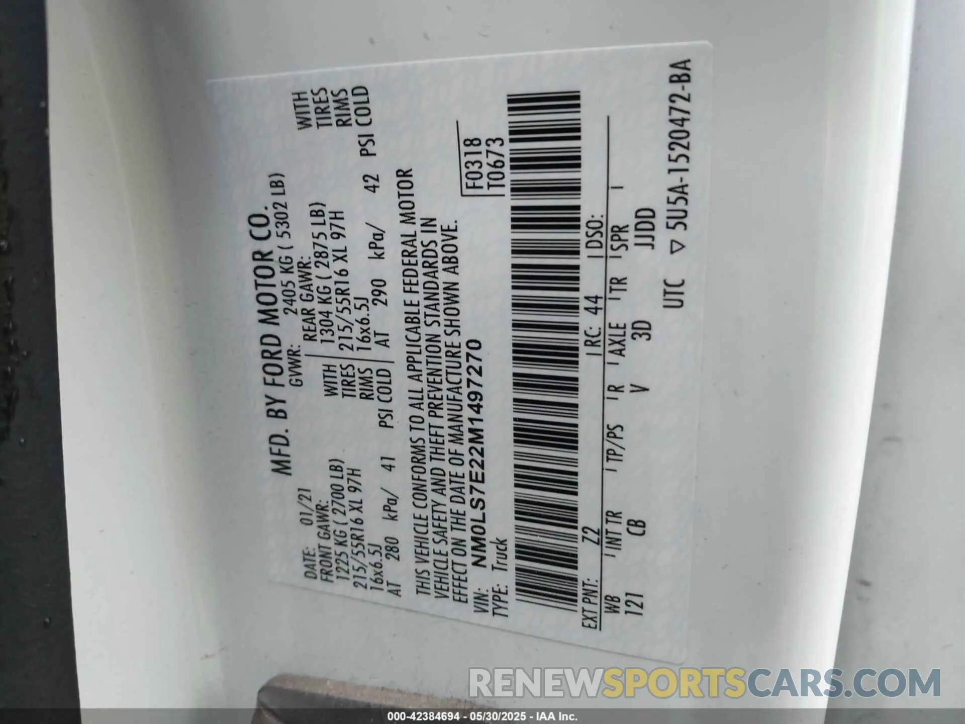 9 Photograph of a damaged car NM0LS7E22M1497270 FORD TRANSIT CONNECT 2021
