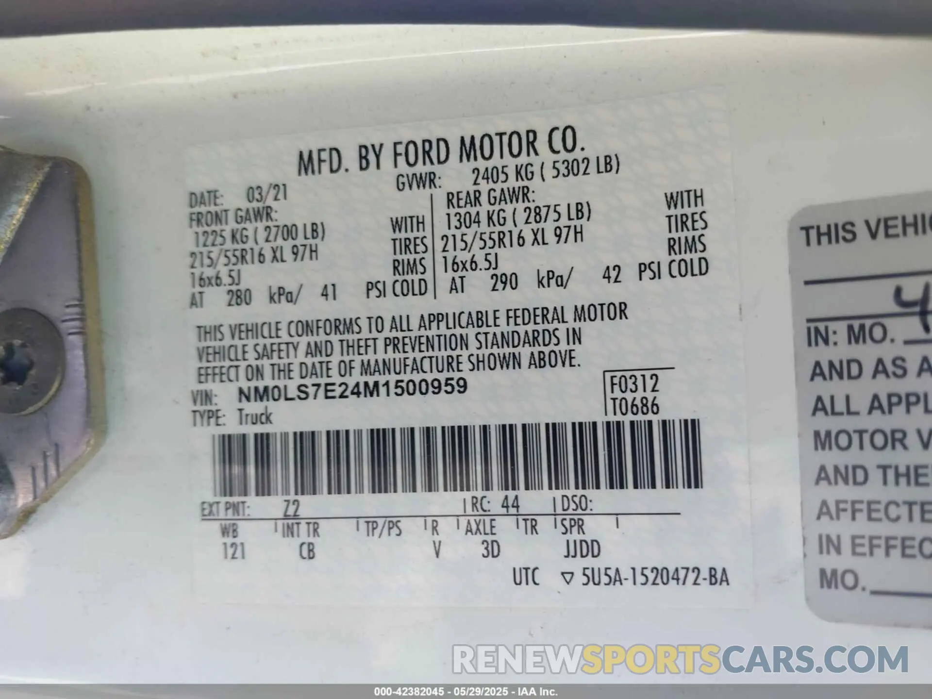 9 Photograph of a damaged car NM0LS7E24M1500959 FORD TRANSIT CONNECT 2021