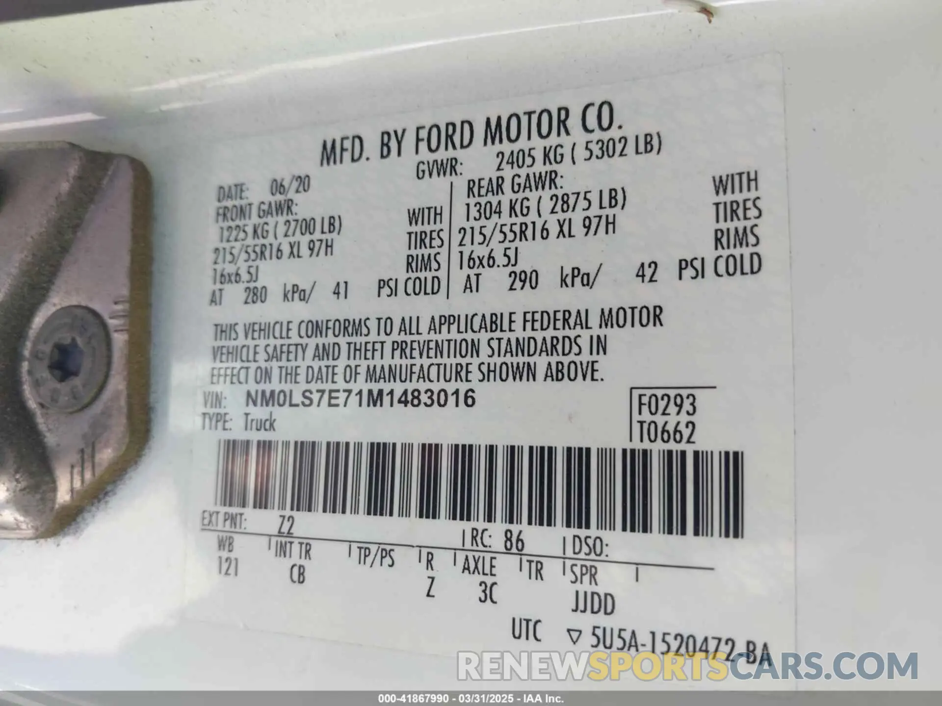 6 Фотография поврежденного автомобиля NM0LS7E71M1483016 FORD TRANSIT CONNECT 2021