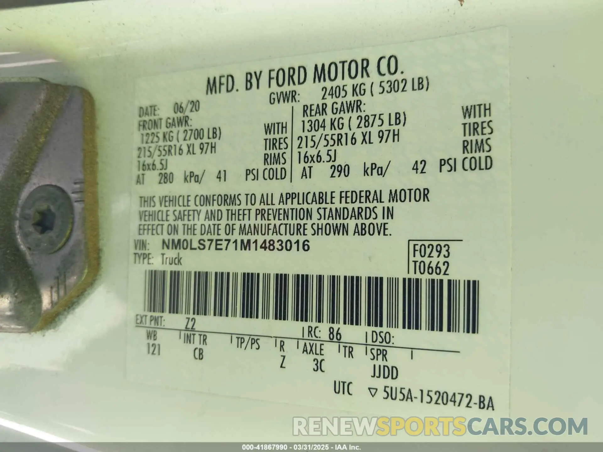 9 Фотография поврежденного автомобиля NM0LS7E71M1483016 FORD TRANSIT CONNECT 2021