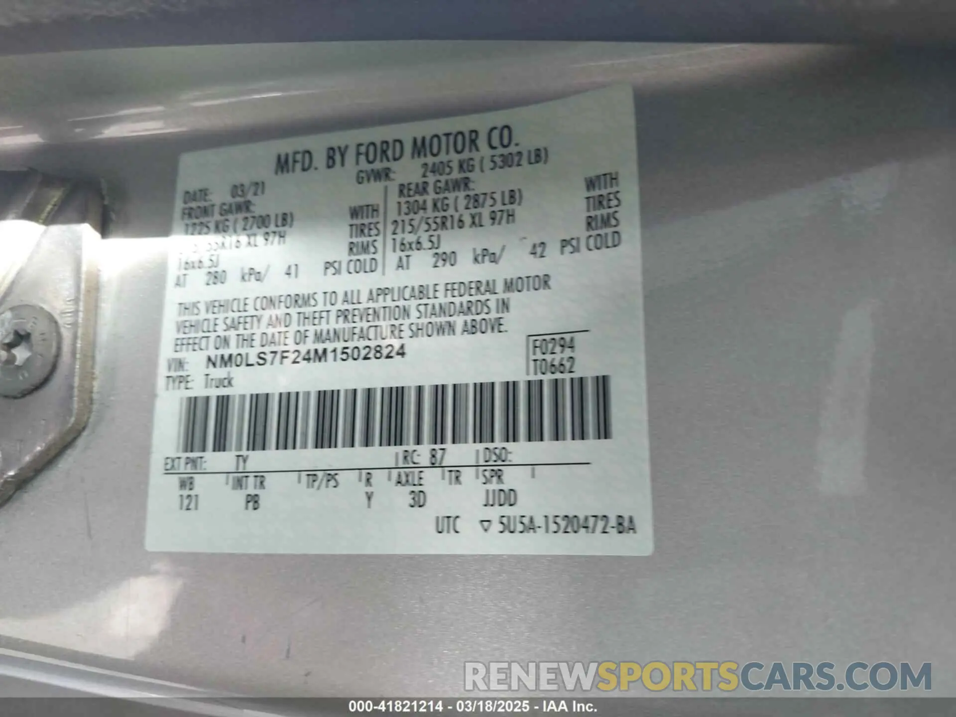 9 Photograph of a damaged car NM0LS7F24M1502824 FORD TRANSIT CONNECT 2021