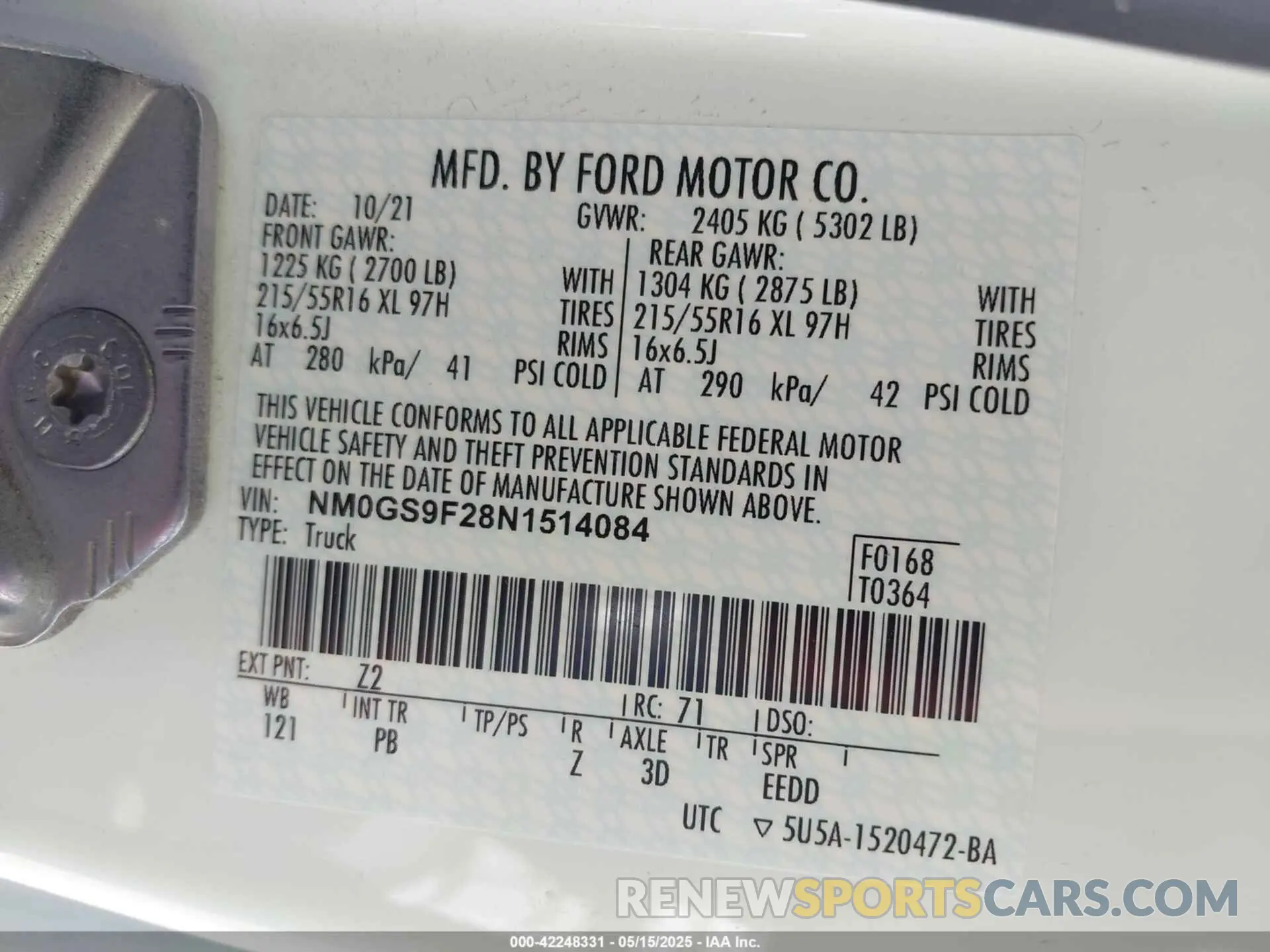 9 Photograph of a damaged car NM0GS9F28N1514084 FORD TRANSIT CONNECT 2022