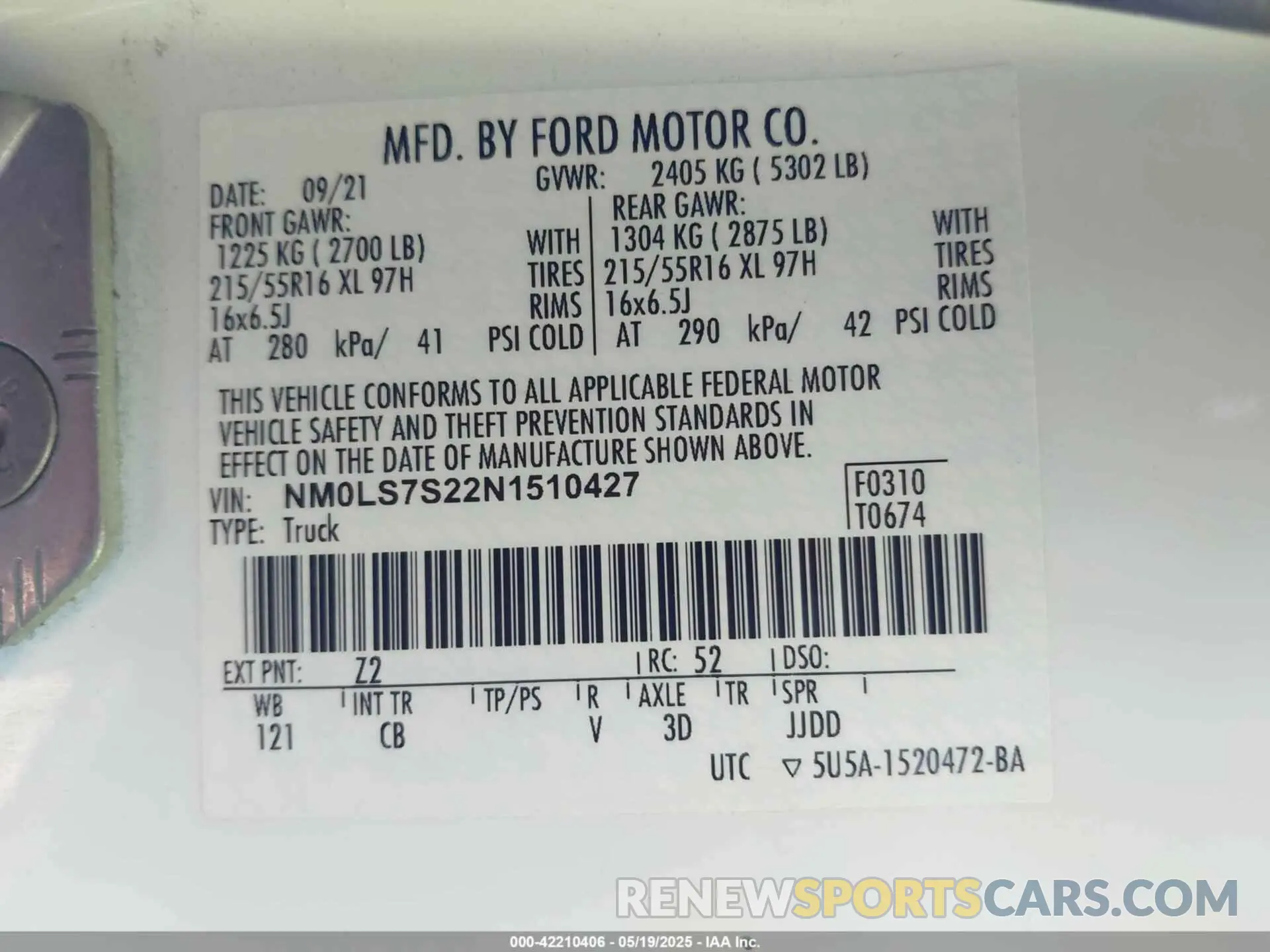 9 Photograph of a damaged car NM0LS7S22N1510427 FORD TRANSIT CONNECT 2022