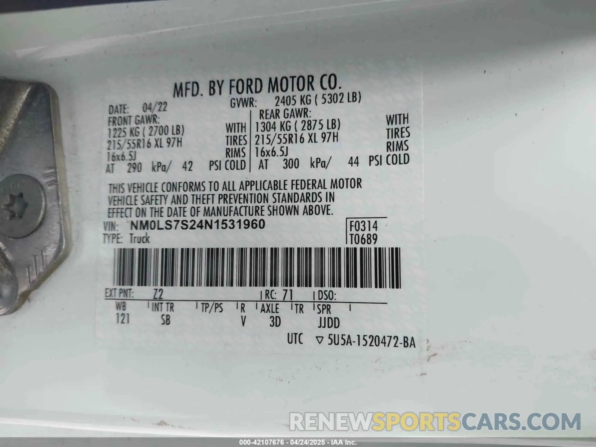 9 Фотография поврежденного автомобиля NM0LS7S24N1531960 FORD TRANSIT CONNECT 2022