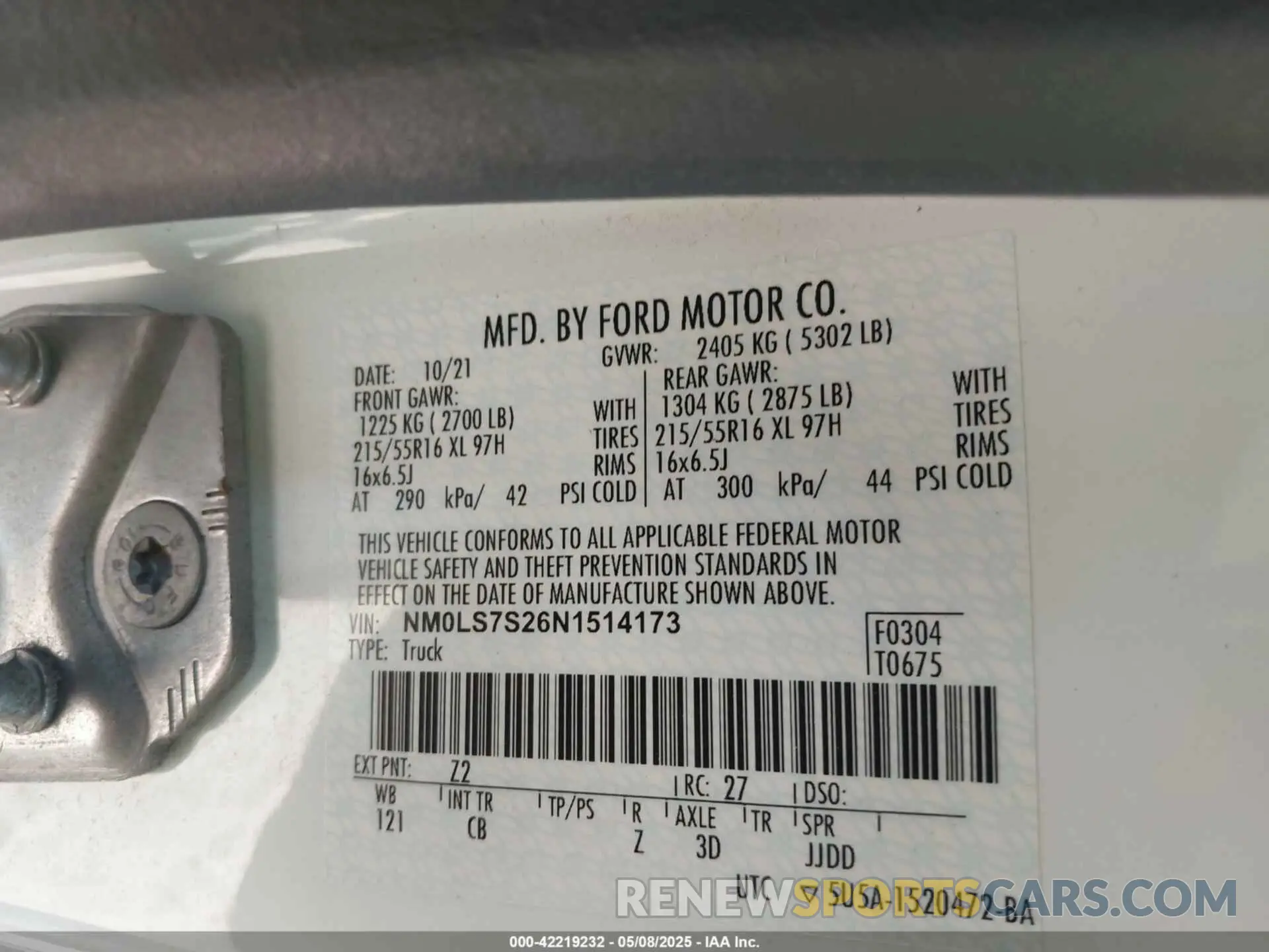 9 Фотография поврежденного автомобиля NM0LS7S26N1514173 FORD TRANSIT CONNECT 2022