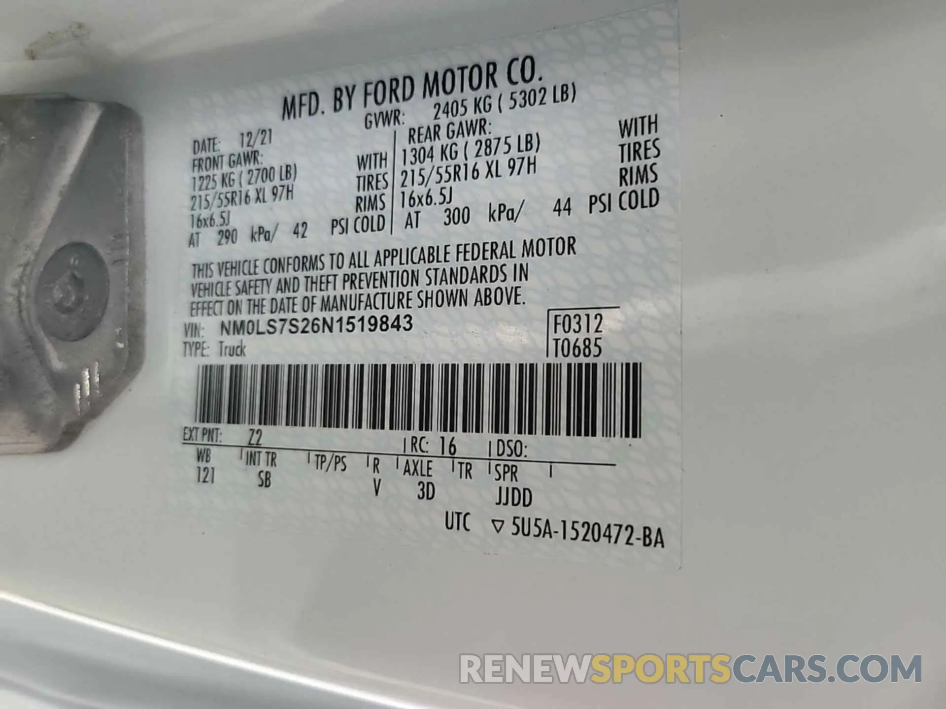 27 Фотография поврежденного автомобиля NM0LS7S26N1519843 FORD TRANSIT CONNECT 2022