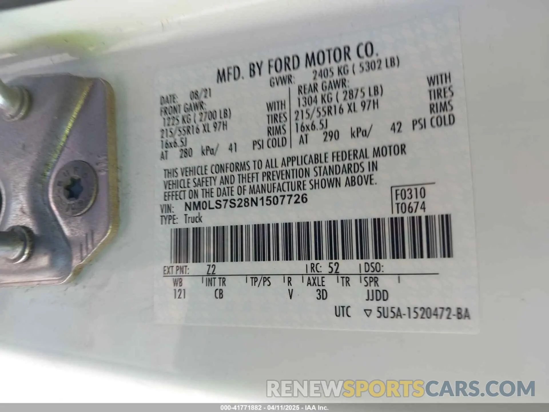 9 Фотография поврежденного автомобиля NM0LS7S28N1507726 FORD TRANSIT CONNECT 2022