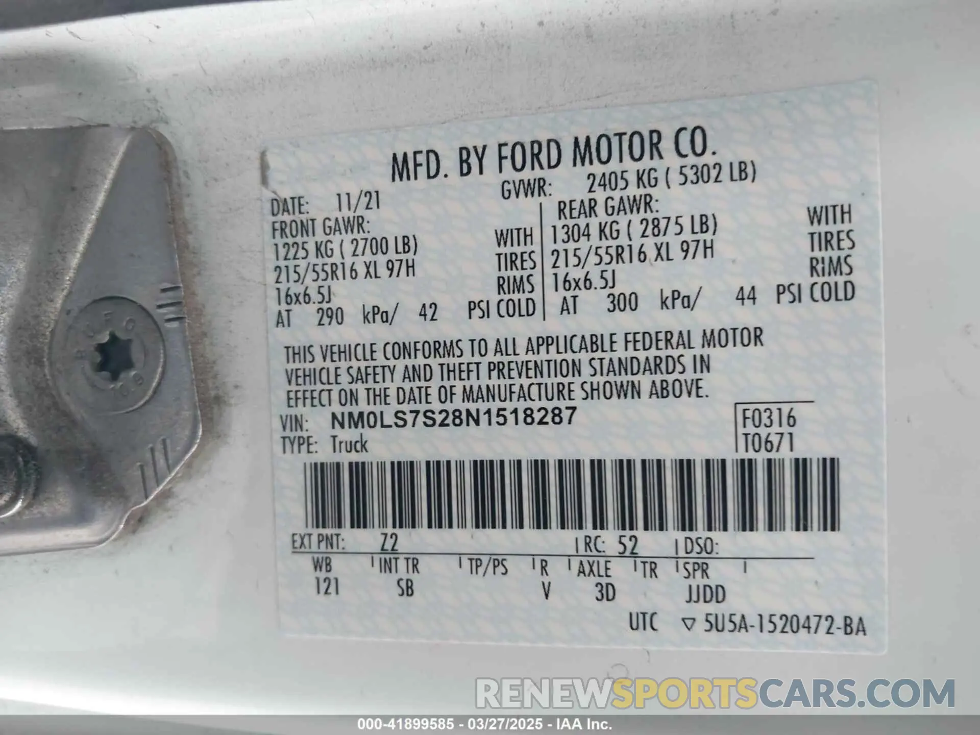 9 Фотография поврежденного автомобиля NM0LS7S28N1518287 FORD TRANSIT CONNECT 2022