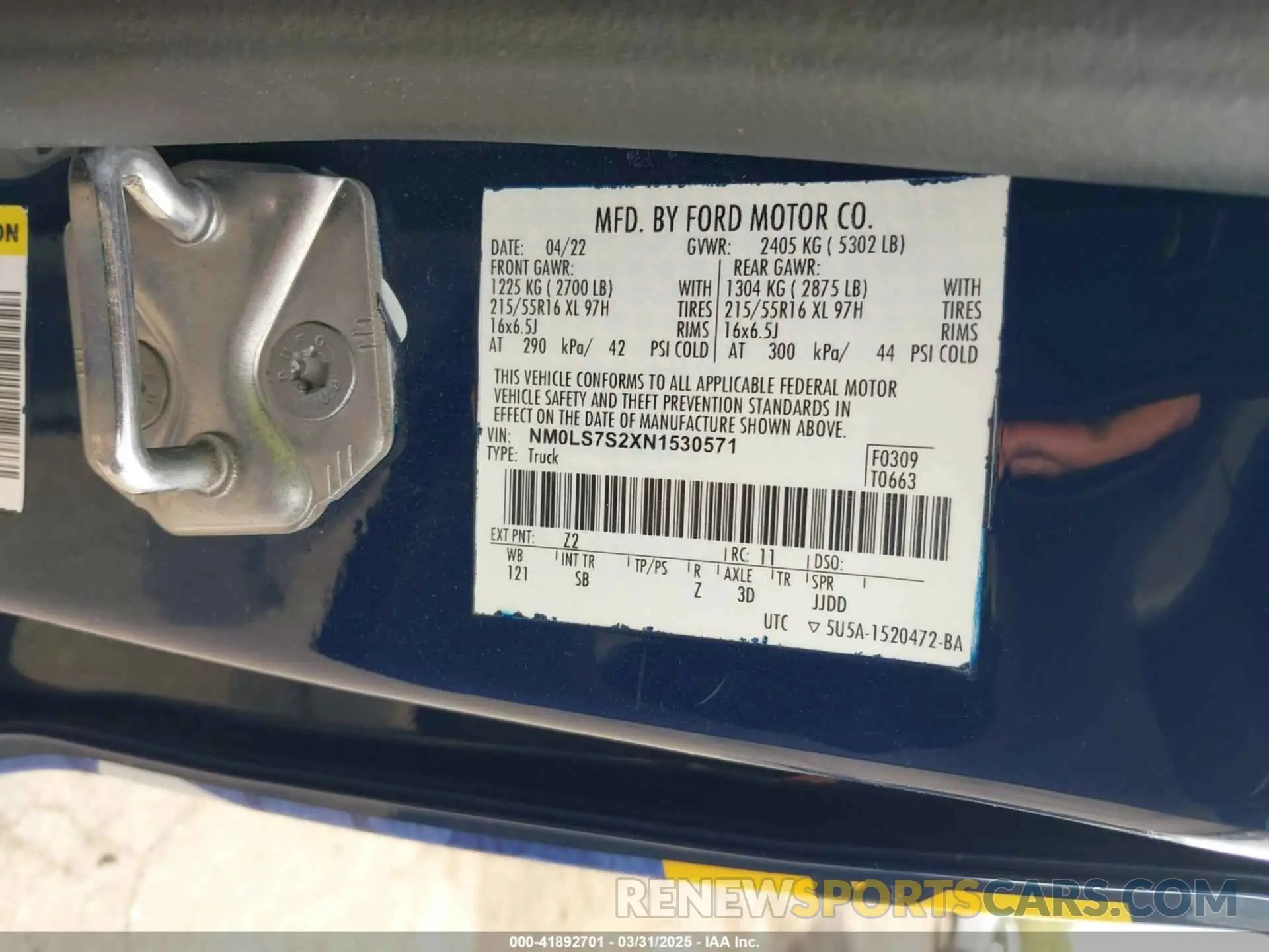 9 Фотография поврежденного автомобиля NM0LS7S2XN1530571 FORD TRANSIT CONNECT 2022