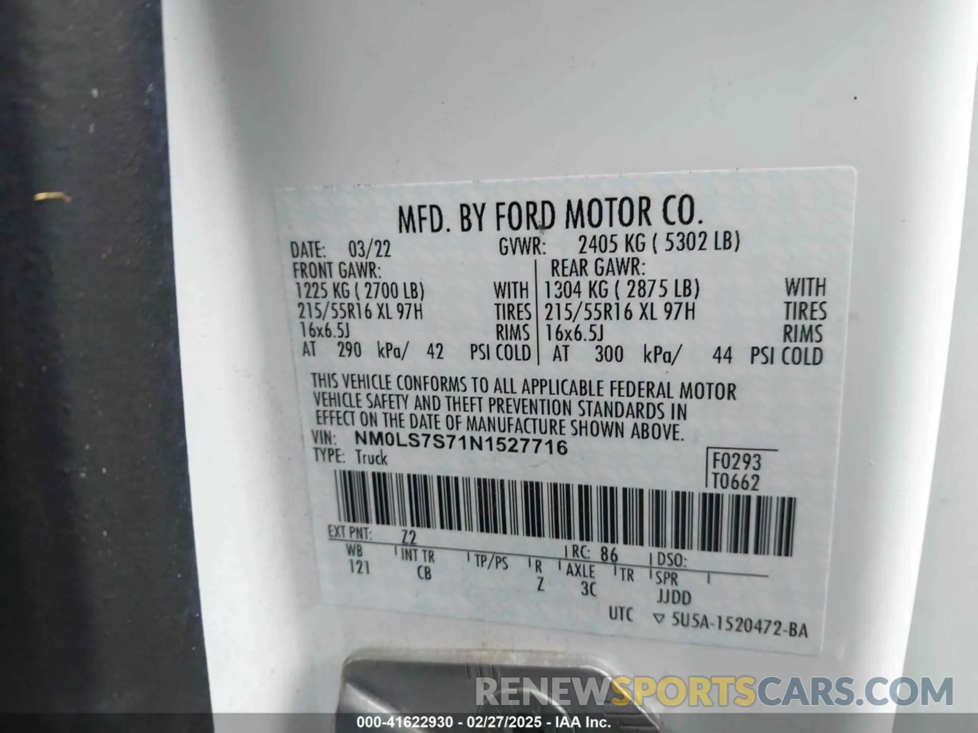 9 Фотография поврежденного автомобиля NM0LS7S71N1527716 FORD TRANSIT CONNECT 2022