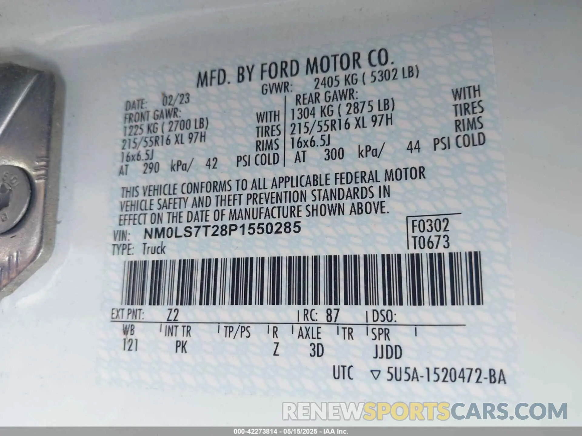 9 Фотография поврежденного автомобиля NM0LS7T28P1550285 FORD TRANSIT CONNECT 2023