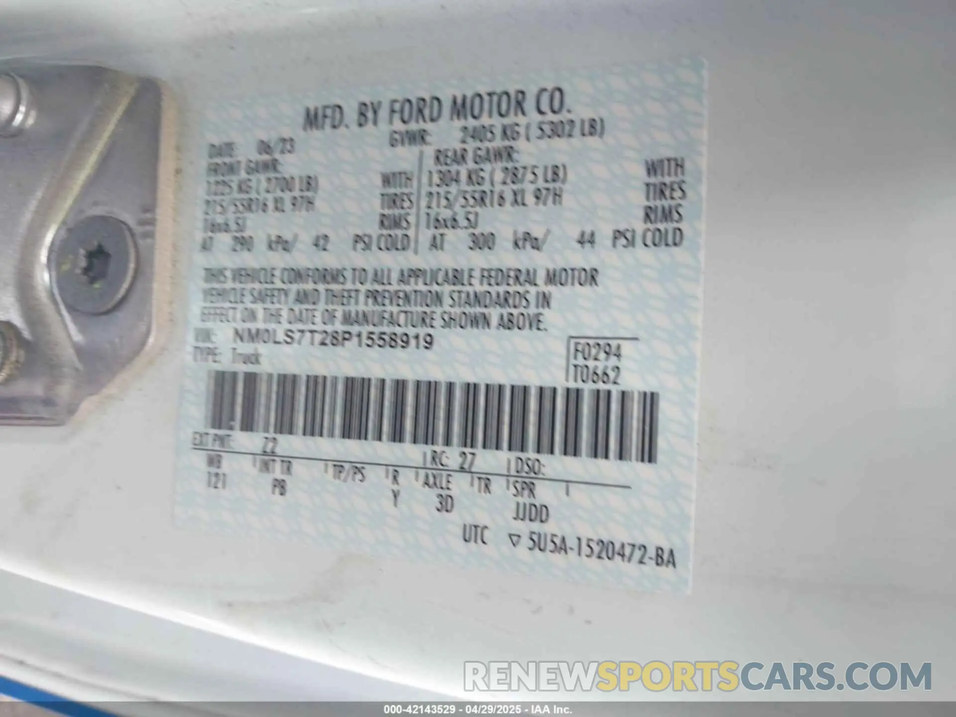9 Photograph of a damaged car NM0LS7T28P1558919 FORD TRANSIT CONNECT 2023