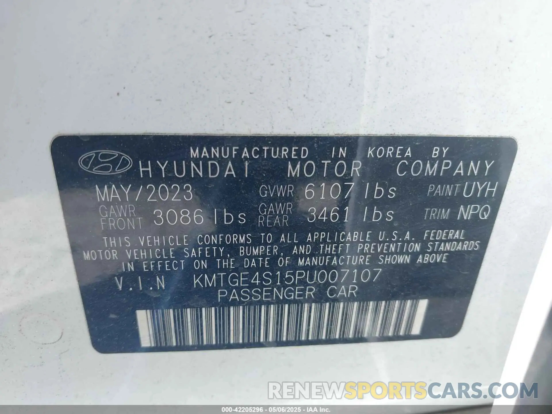 9 Photograph of a damaged car KMTGE4S15PU007107 GENESIS ELECTRIFIED G80 2023