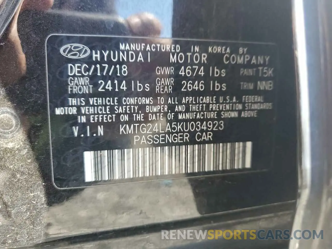 12 Фотография поврежденного автомобиля KMTG24LA5KU034923 GENESIS G70 2019
