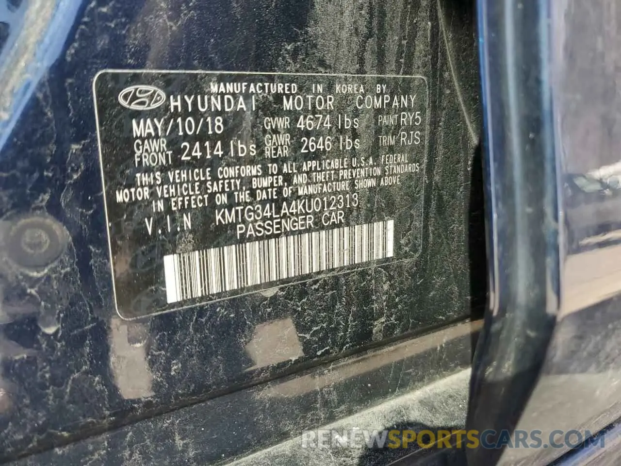 12 Photograph of a damaged car KMTG34LA4KU012313 GENESIS G70 2019