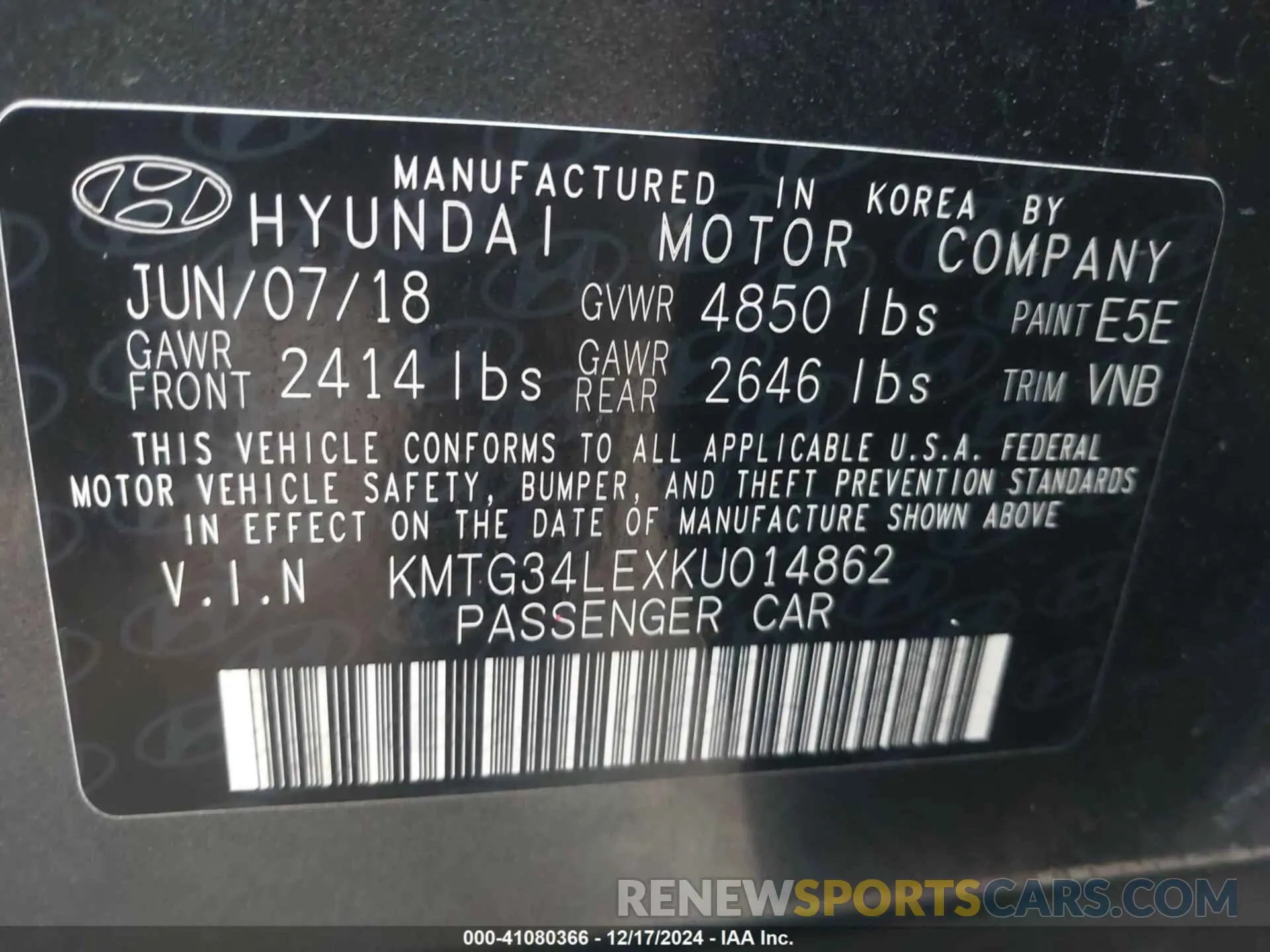 9 Фотография поврежденного автомобиля KMTG34LEXKU014862 GENESIS G70 2019