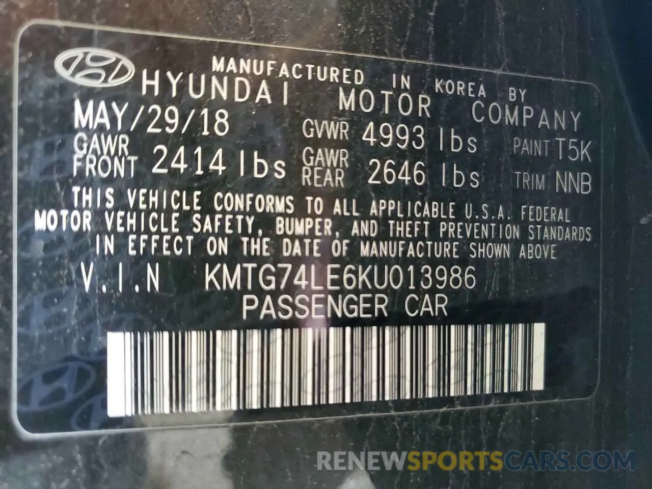 12 Фотография поврежденного автомобиля KMTG74LE6KU013986 GENESIS G70 2019